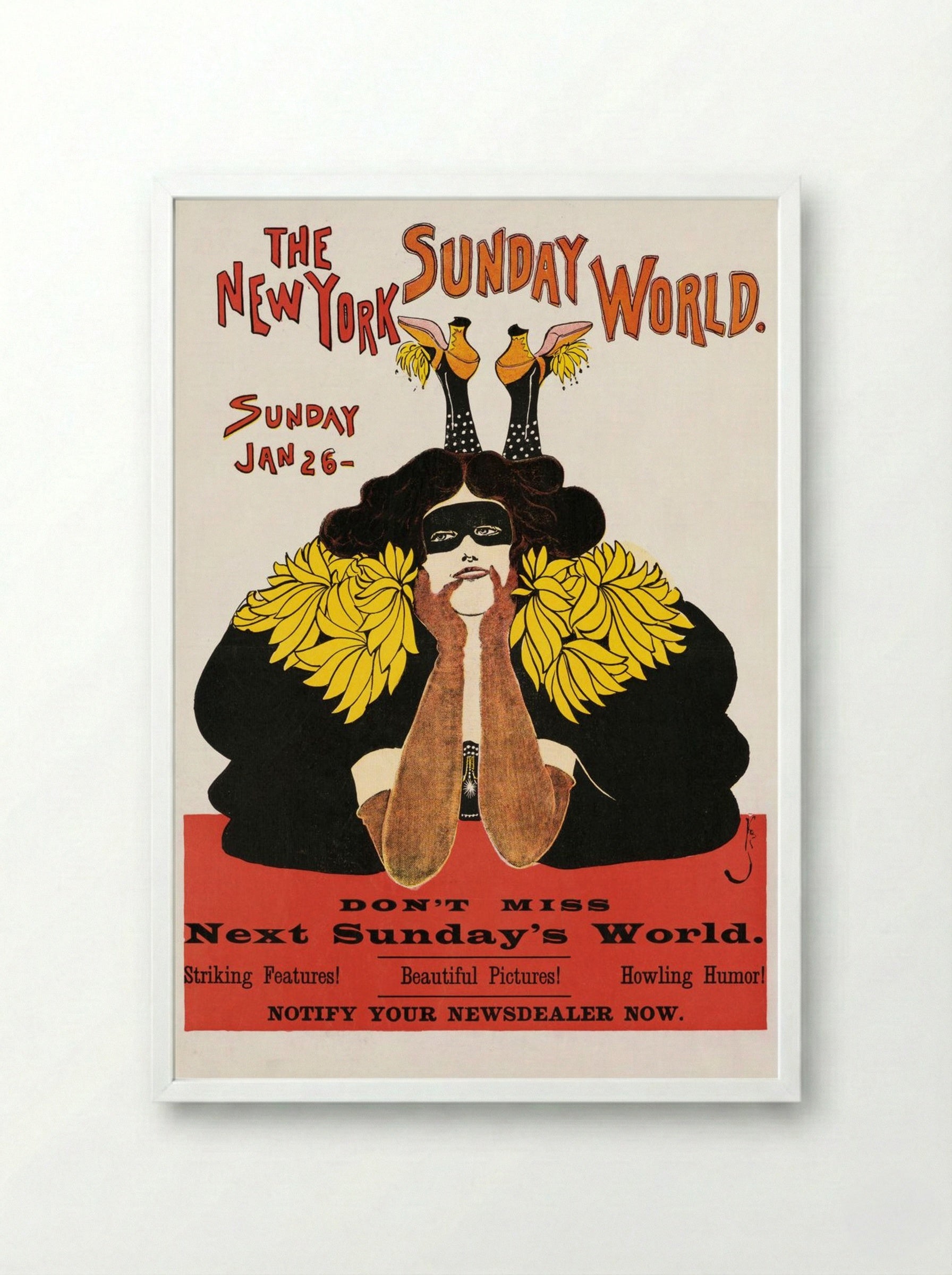 The New York Sunday World, January 26, 1896 - Frank King - Framed Print White