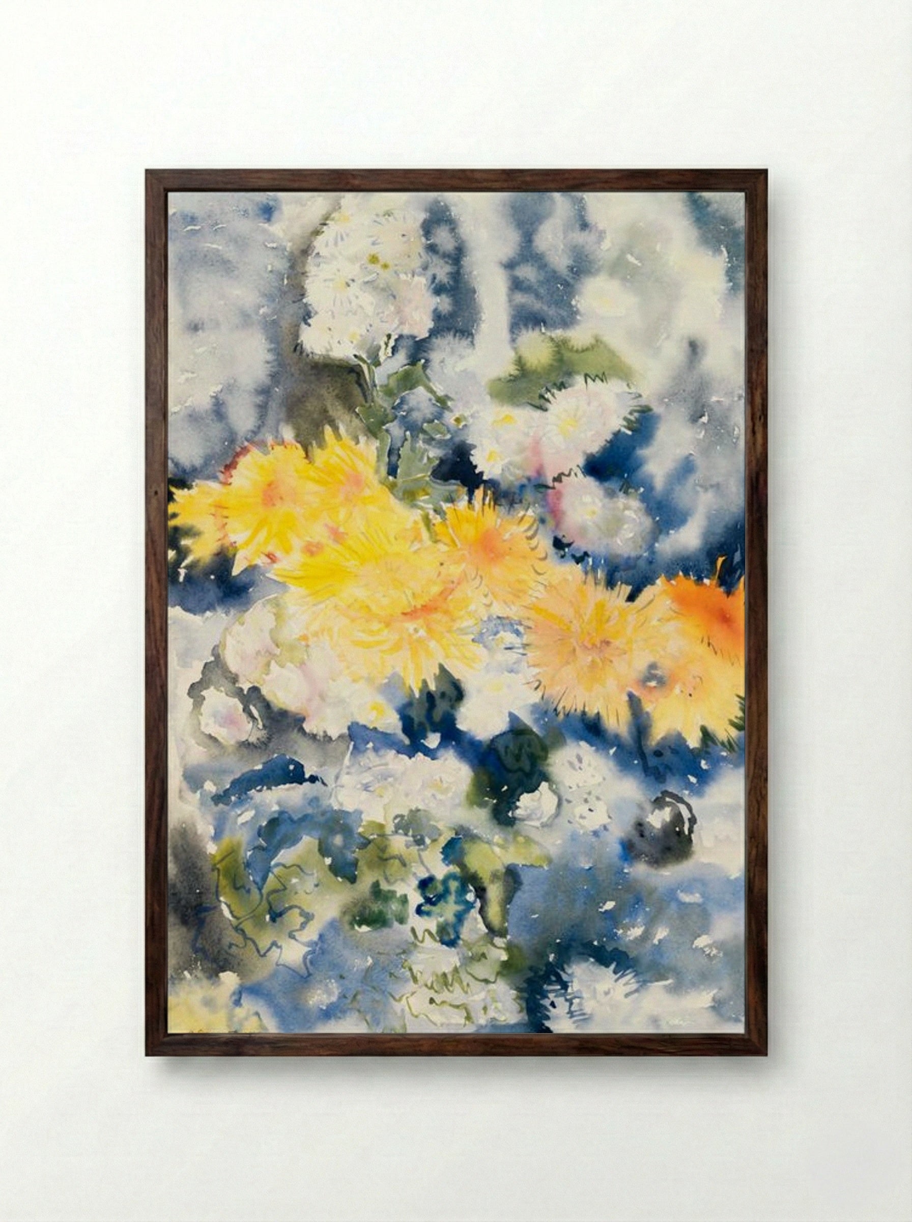 Yellow and Blue - Charles Demuth - Framed Print Dark Wood