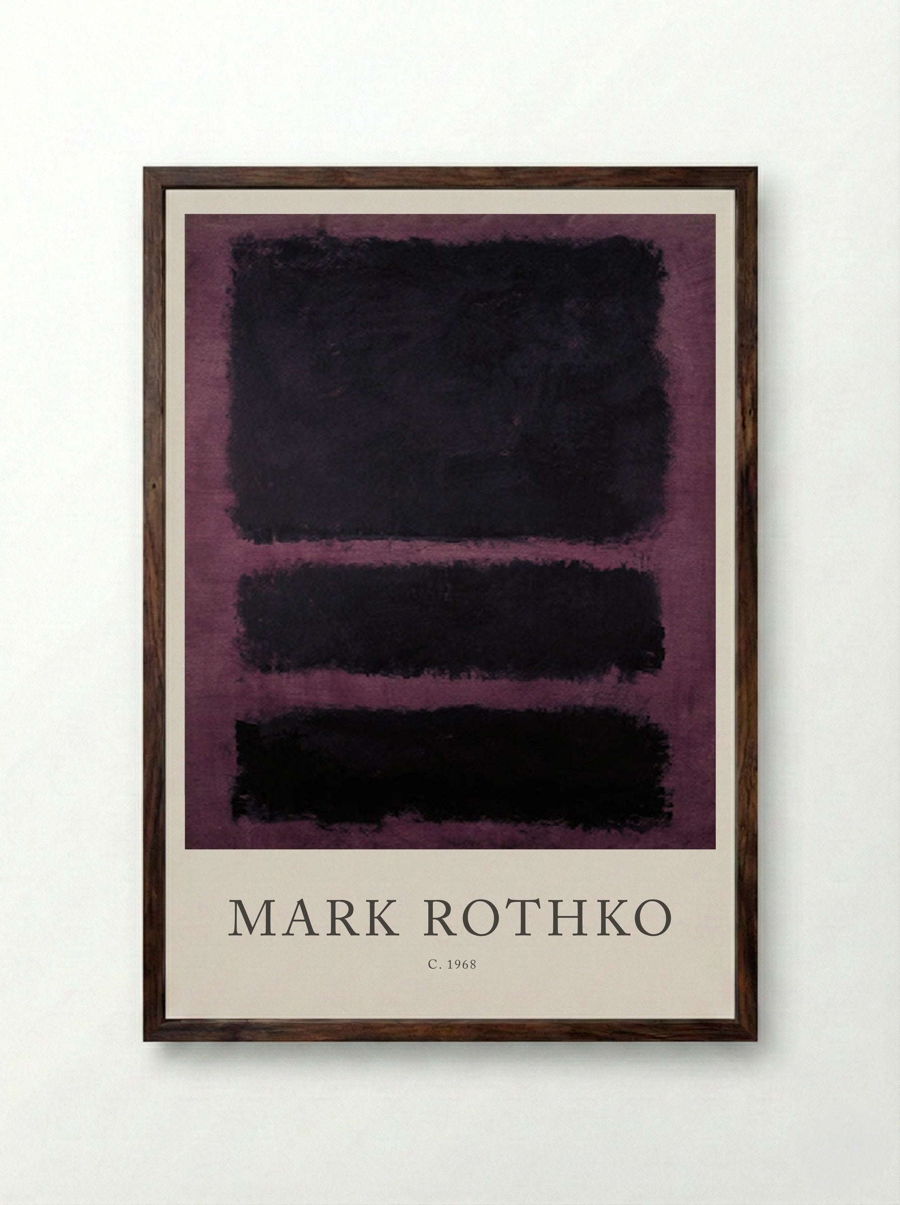 Untitled (Three Black Rectangles on Purple) - Mark Rothko - Framed Print Dark Wood