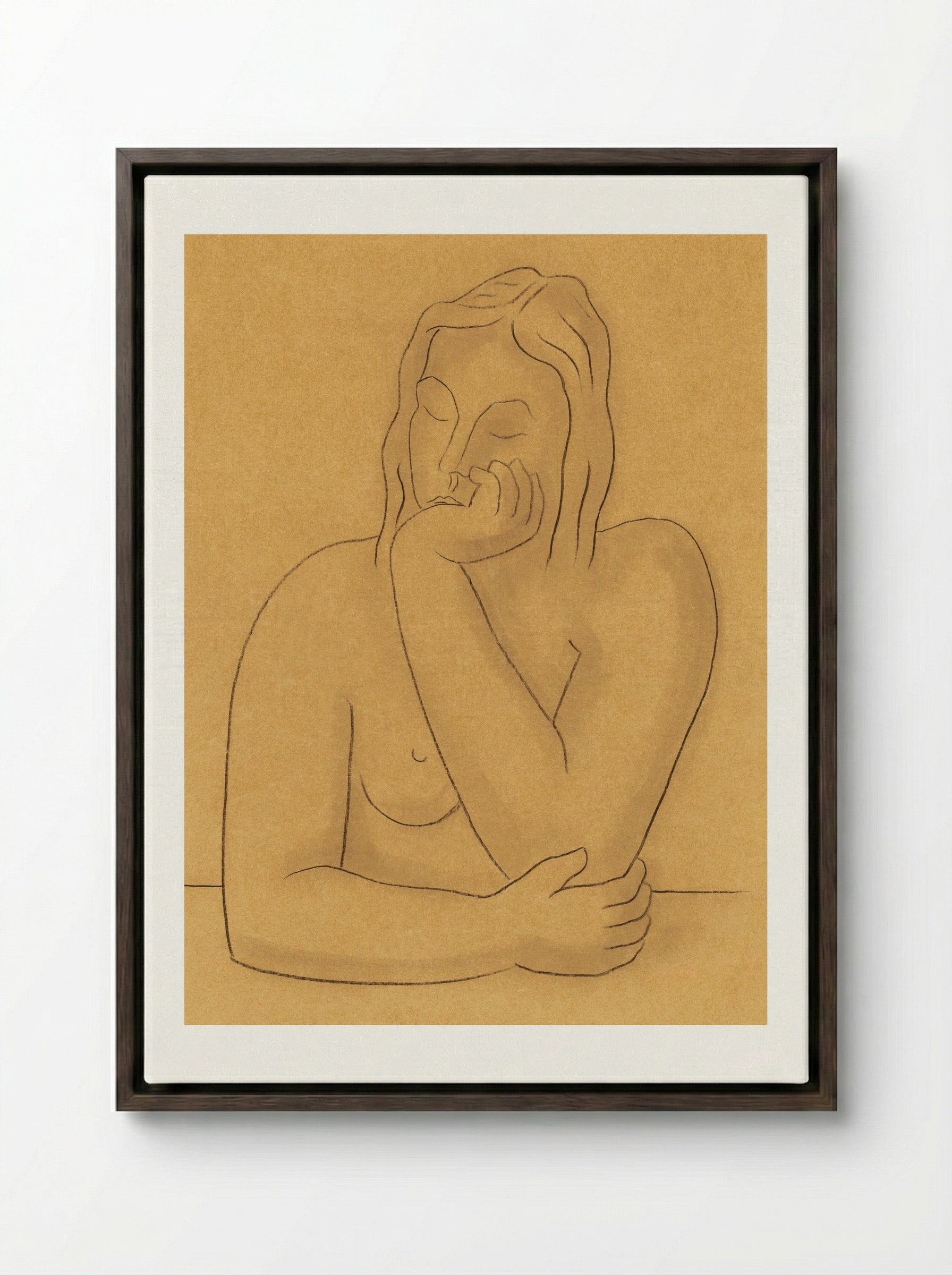 Seated Woman - Mikuláš Galanda - Framed Canvas Dark Wood