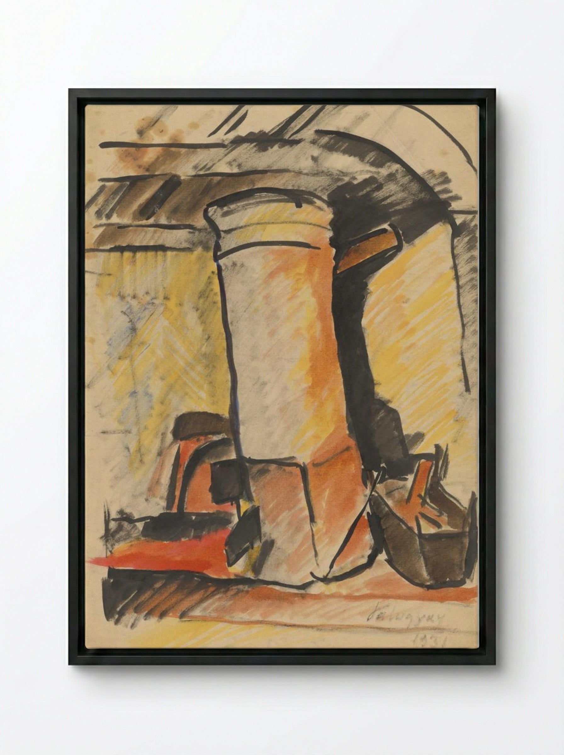 Study for a Still Life (Pitcher and Vessels) - Zolo Palugyay - Framed Canvas Black