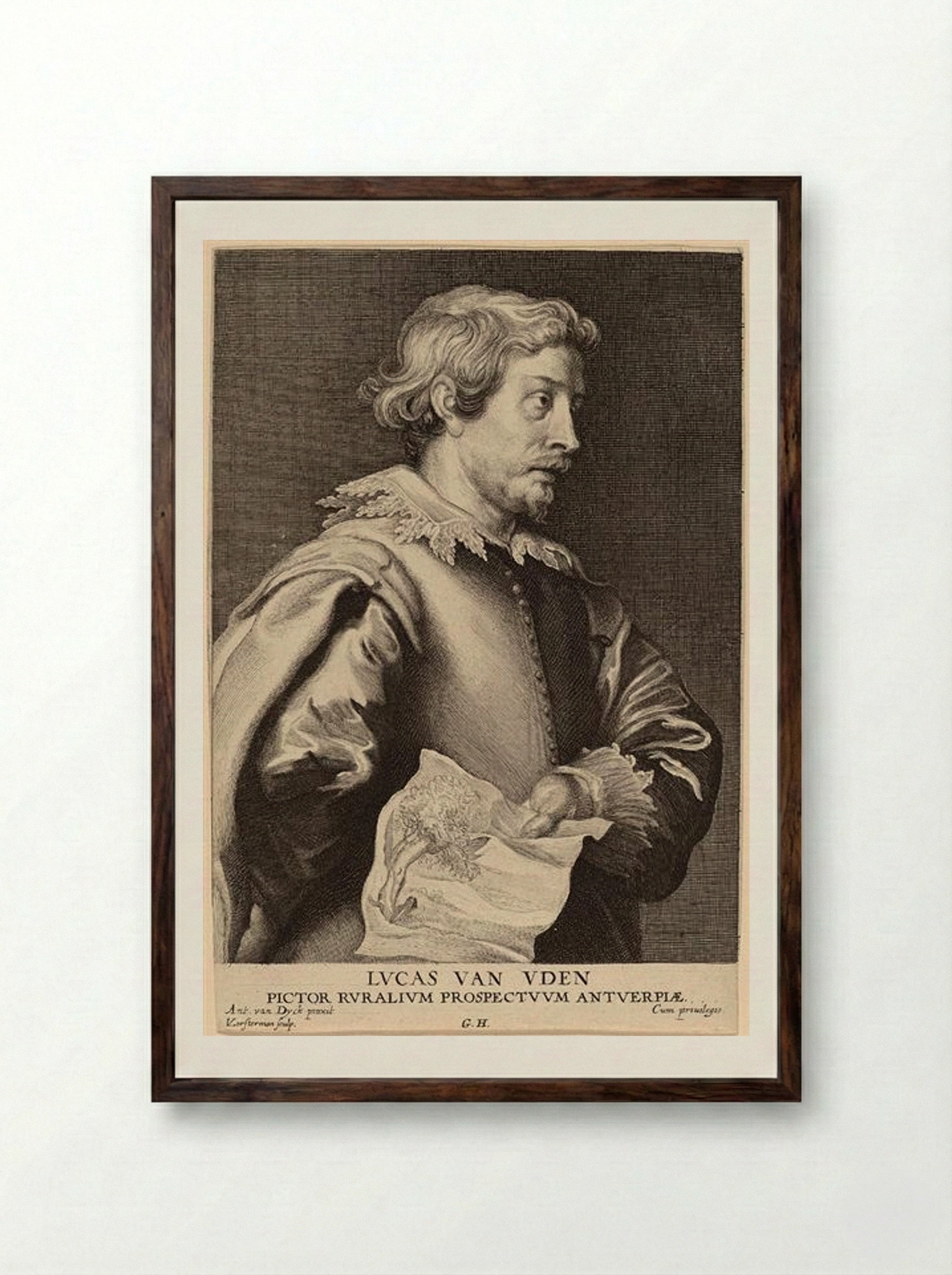Portret van Lucas van Uden - Anthony van Dyck - Framed Print Dark Wood