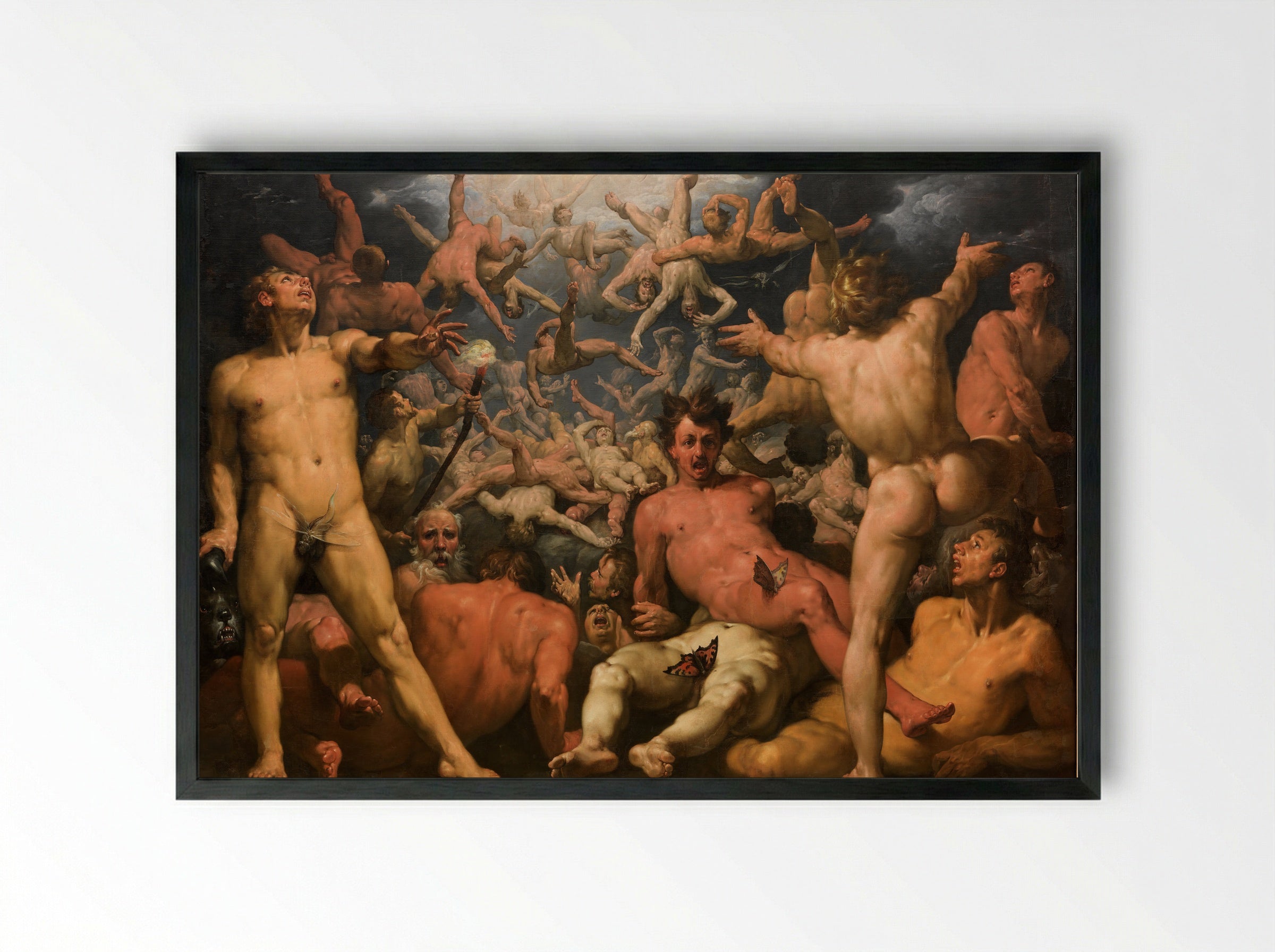 The Fall of the Titans - Cornelis Cornelisz. van Haarlem - Framed Print Black