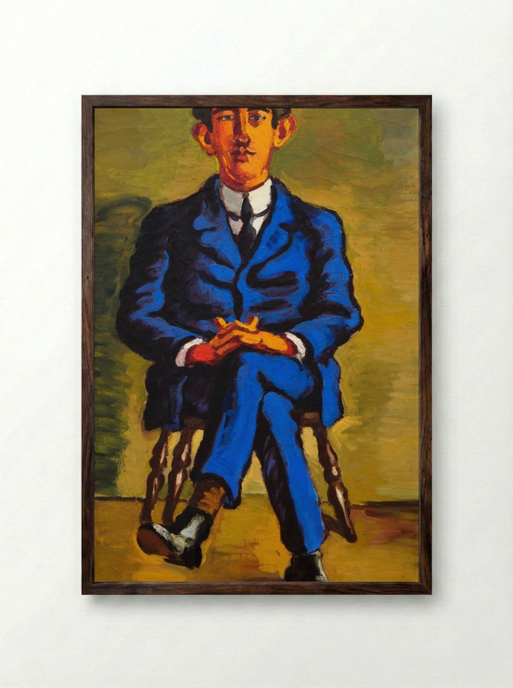 Portrait of the Poet Emil Bønnelycke - Vilhelm Lundstrøm - Framed Print Dark Wood