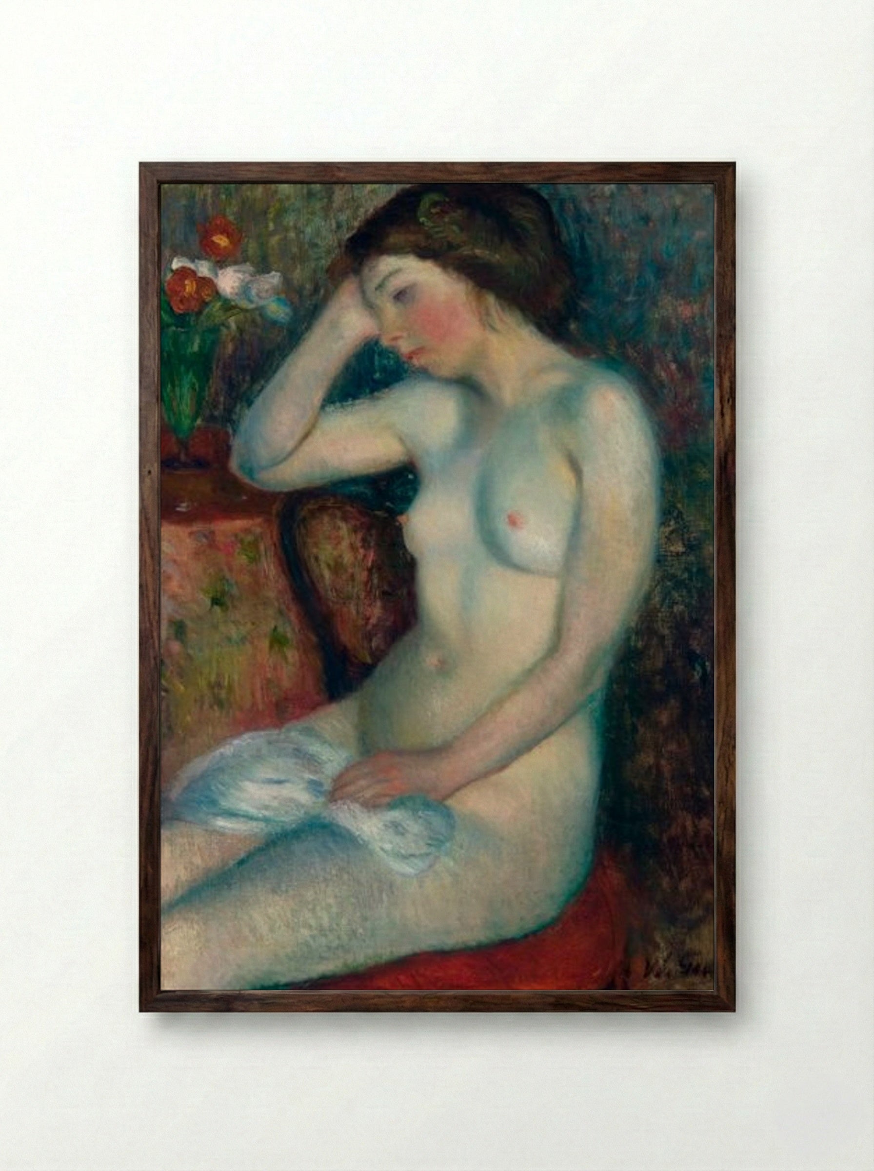 Sleeping Girl - William James Glackens - Framed Print Dark Wood