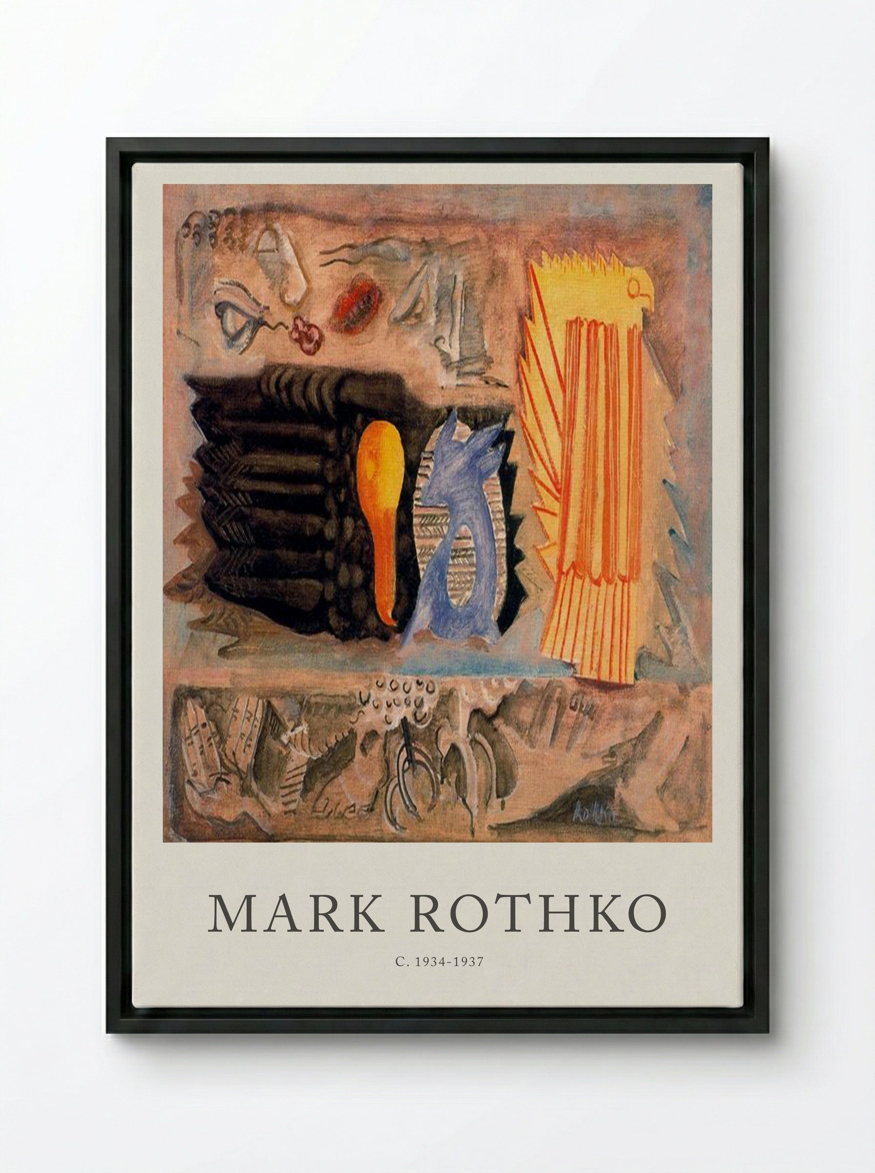 Untitled (Surrealist Composition) - Mark Rothko - Framed Canvas Black