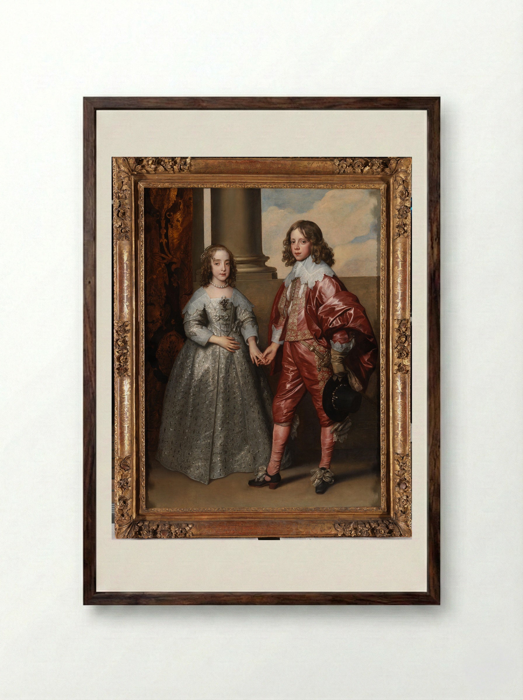 Maria Stuart en Willem II - Anthony van Dyck - Framed Print Dark Wood