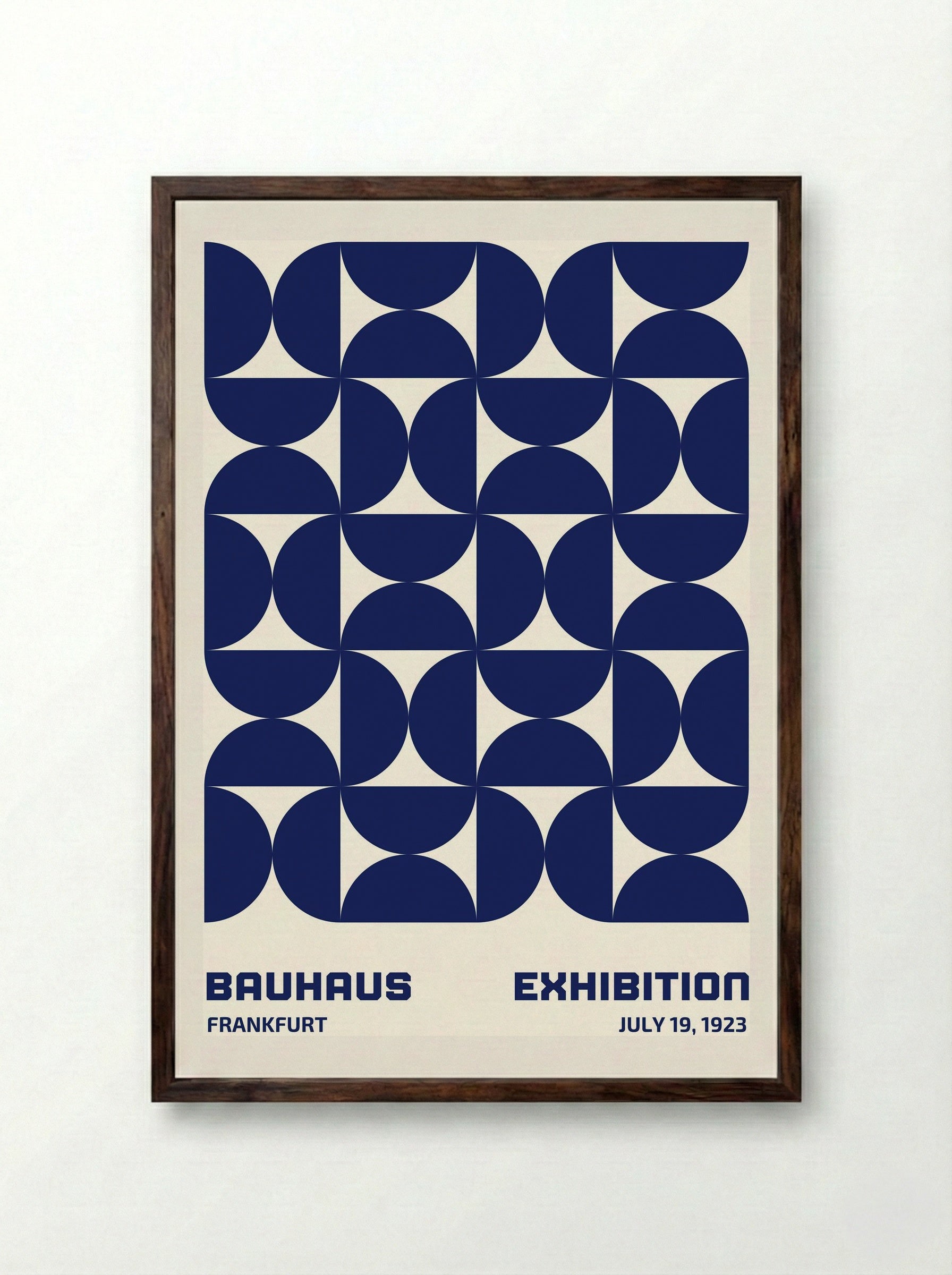 Bauhaus Modular Geometry - Blue Edition (1923 Frankfurt) - Framed Print Dark Wood