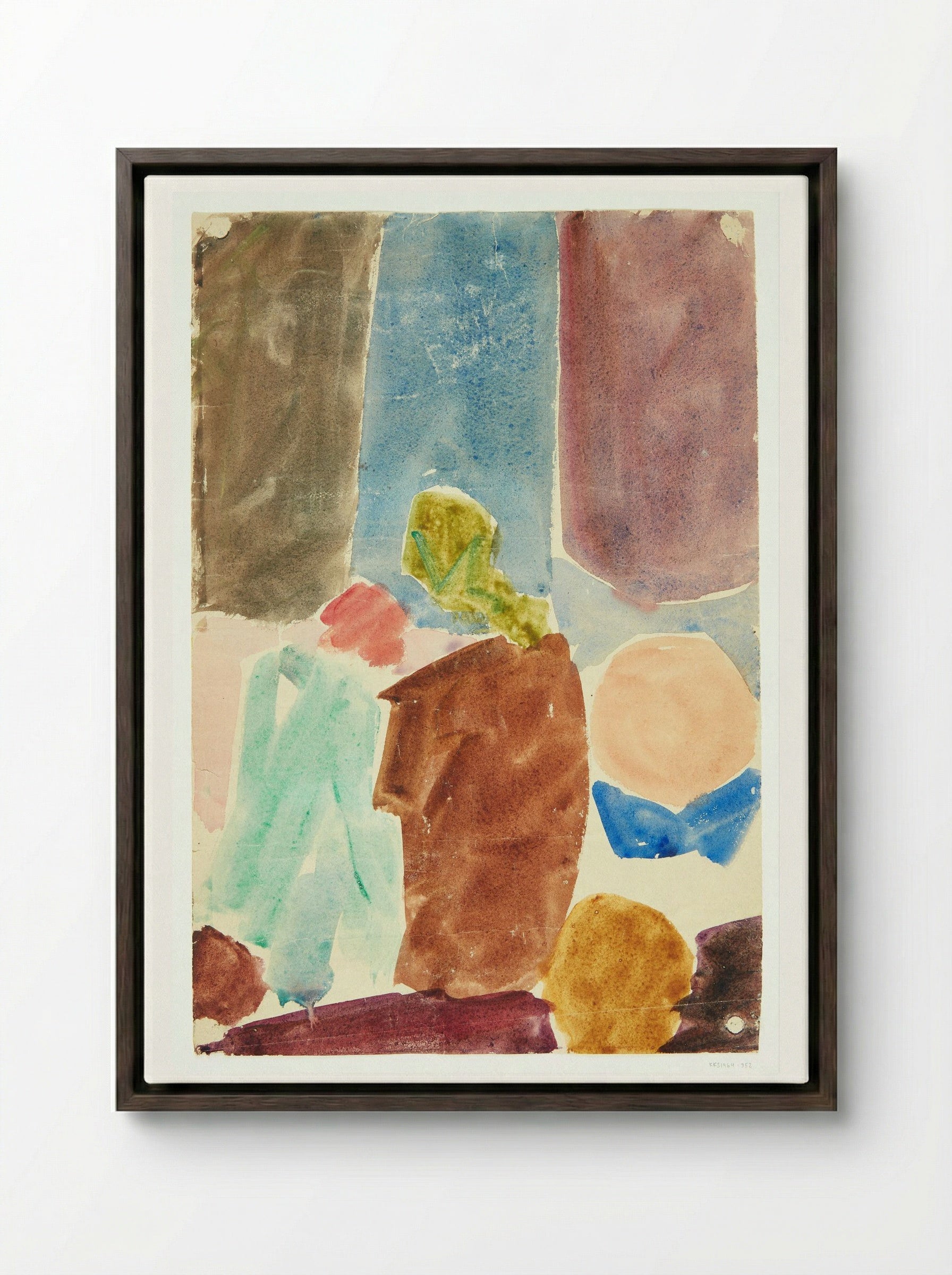 Colour Study after Delacroix's 'Dante and Virgil in the Underworld' - Edvard Weie - Framed Canvas Dark Wood