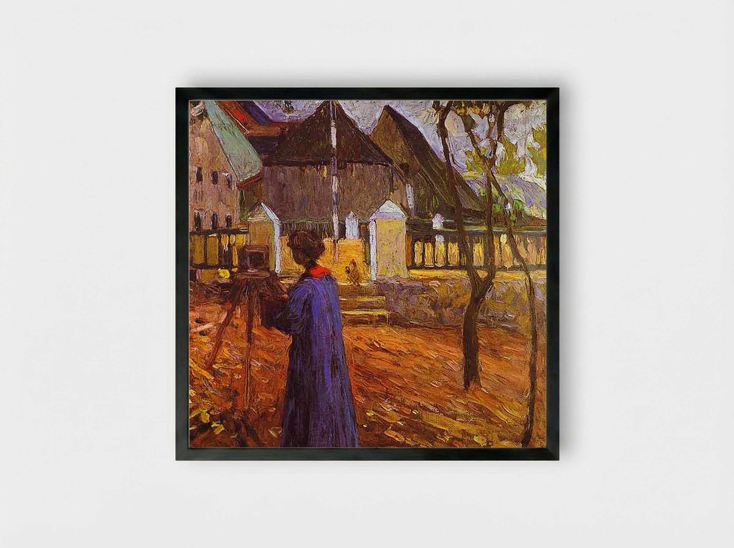 Woman with Camera in Murnau - Gabriele Münter - Framed Print Black