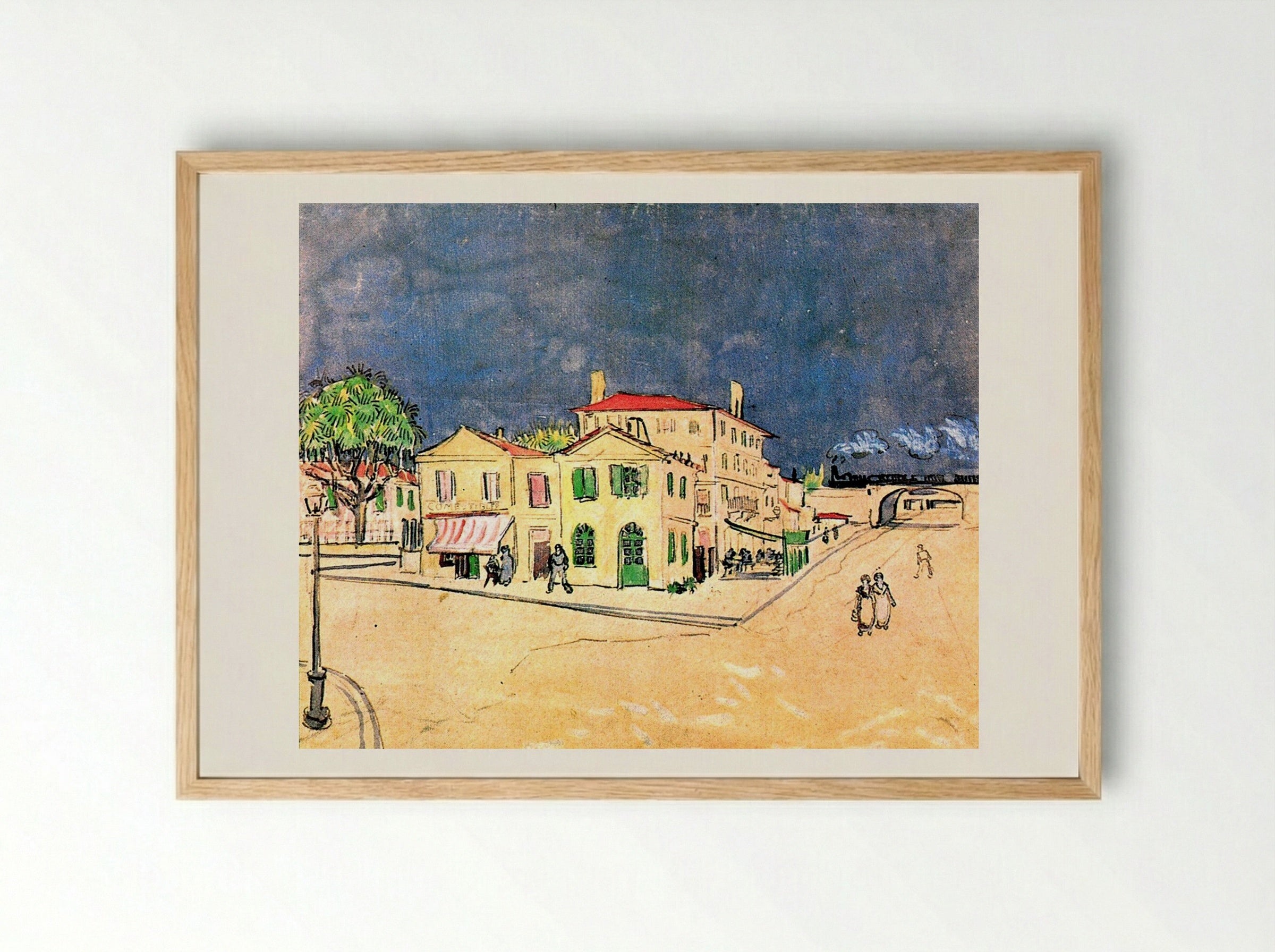 The Yellow House (Vincent's House in Arles) - Vincent van Gogh - Framed Print Wood