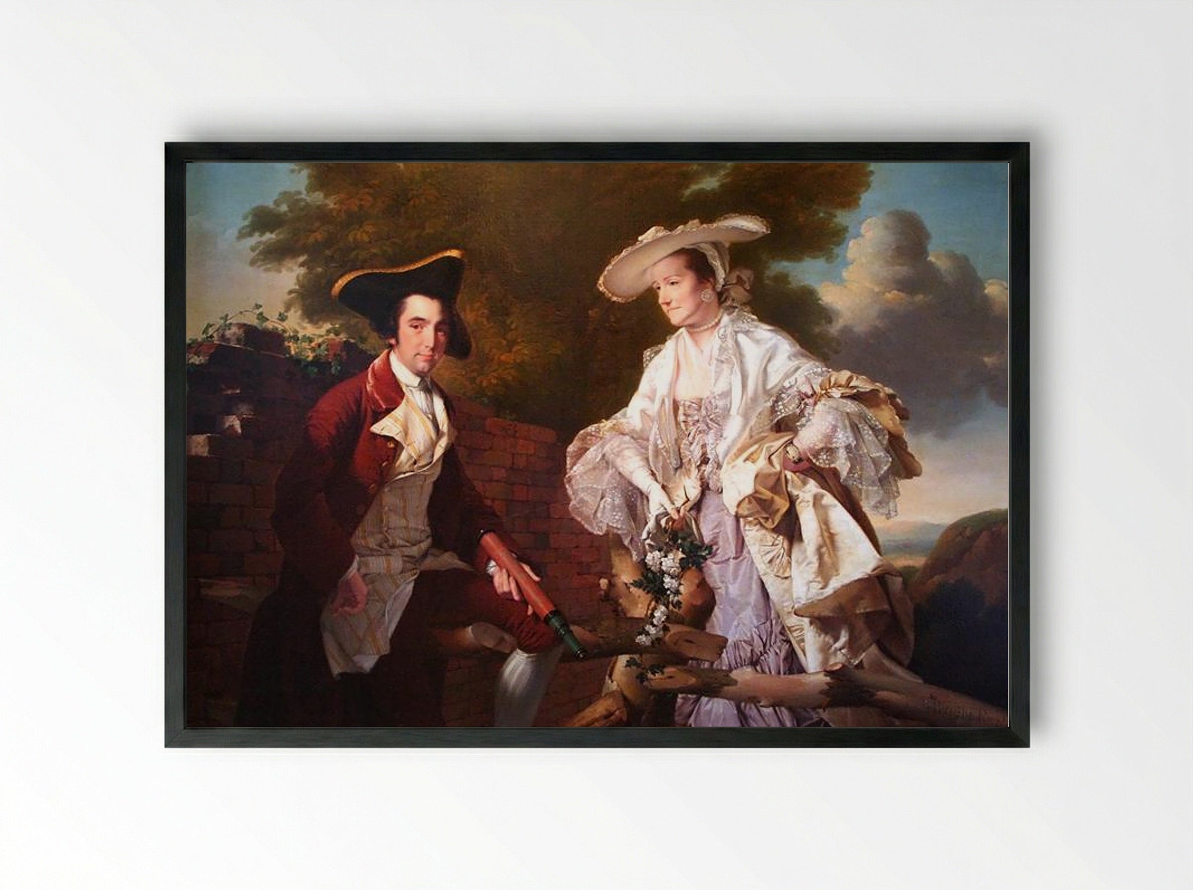 Peter Perez Burdett and his First Wife Hannah - Joseph Wright - Framed Print Black