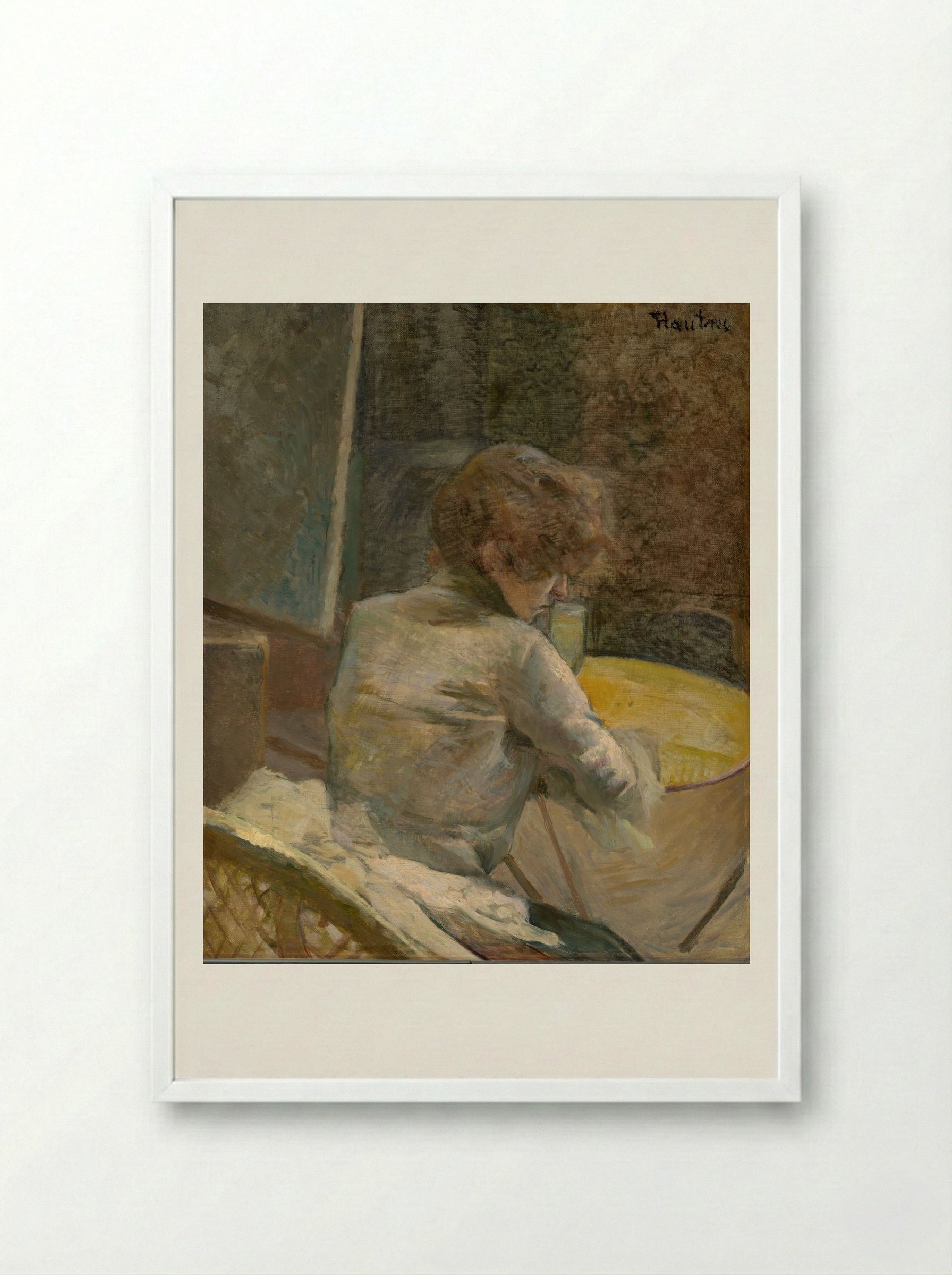Waiting - Henri de Toulouse-Lautrec - Framed Print White