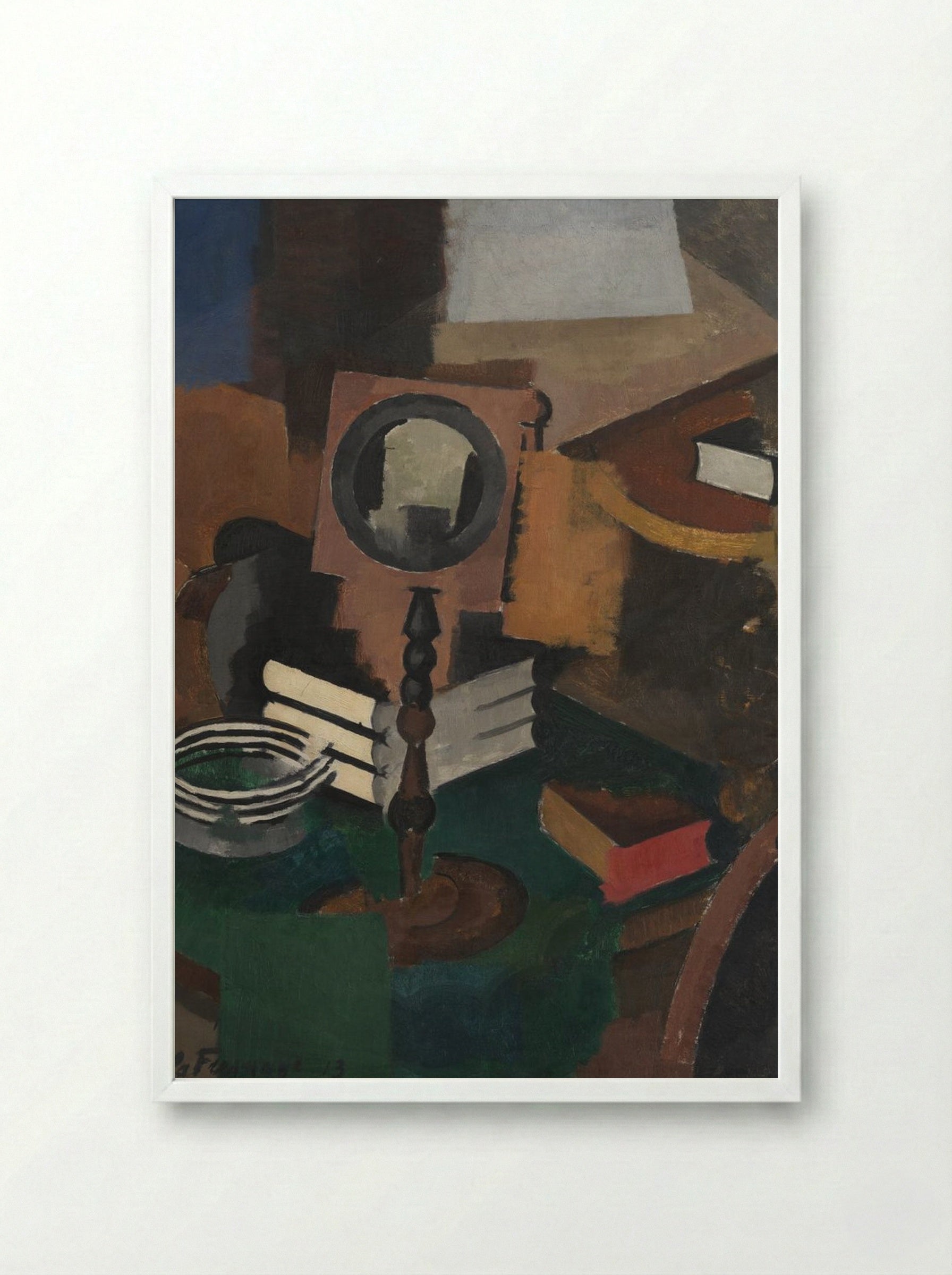 Still Life with Candlestick - Roger de La Fresnaye - Framed Print White