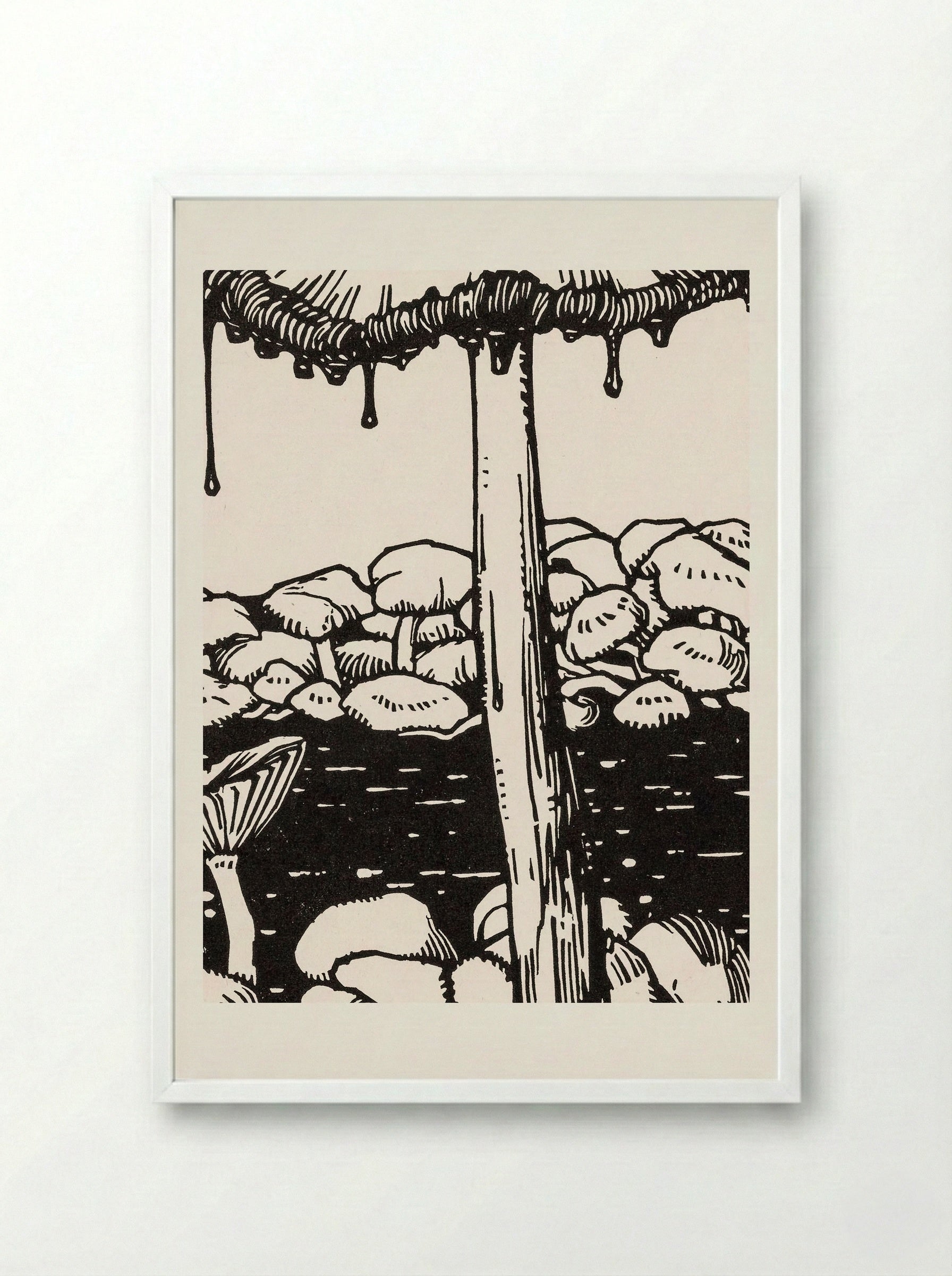 Dripping Mushroom - Julie de Graag - Framed Print White