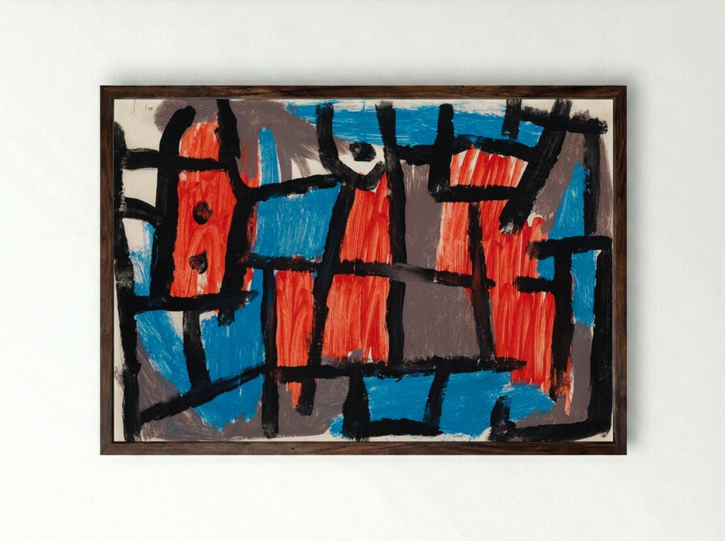 The Hour Before One Night - Paul Klee - Framed Print Dark Wood