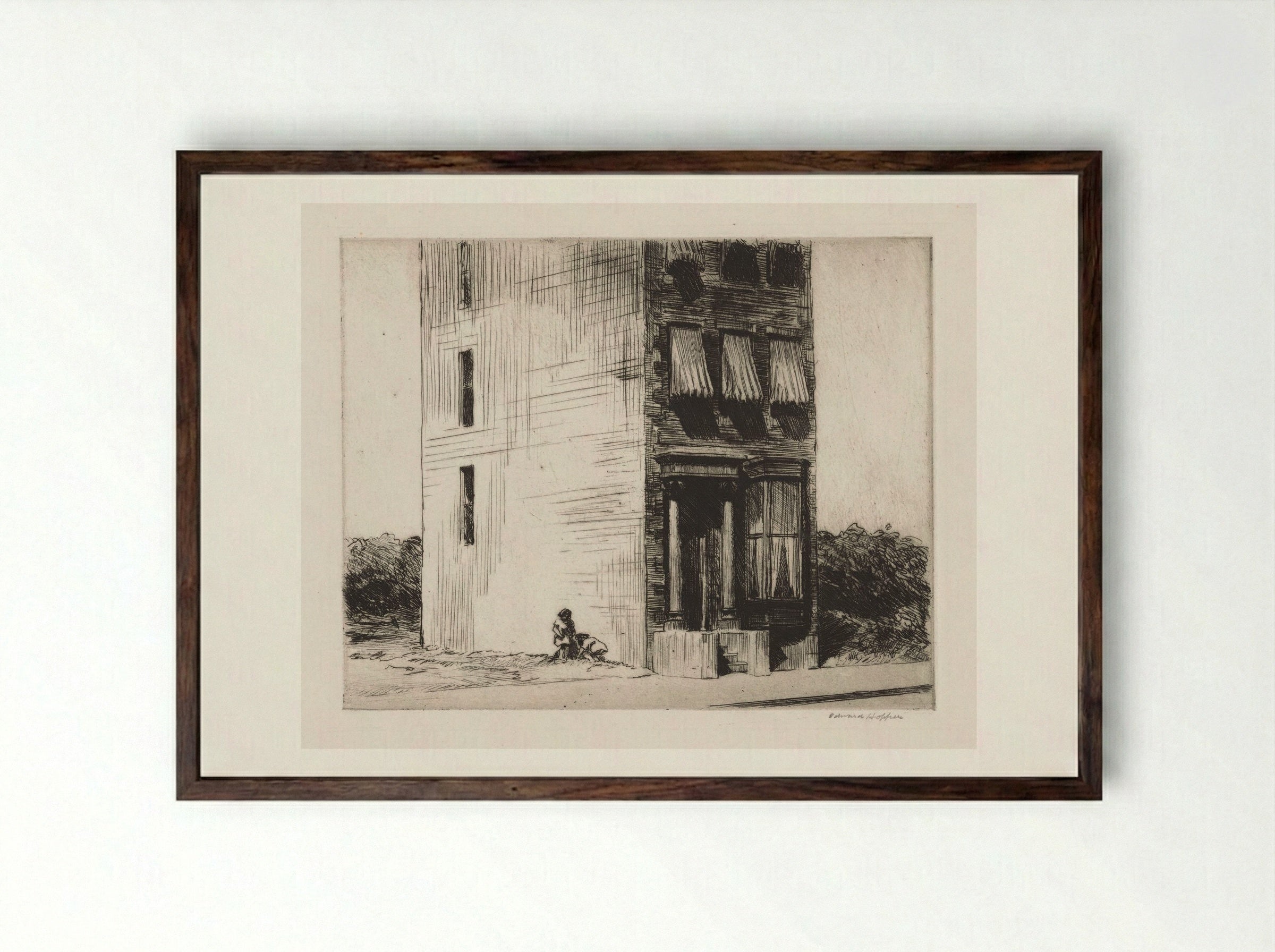 The Lonely House - Edward Hopper - Framed Print Dark Wood