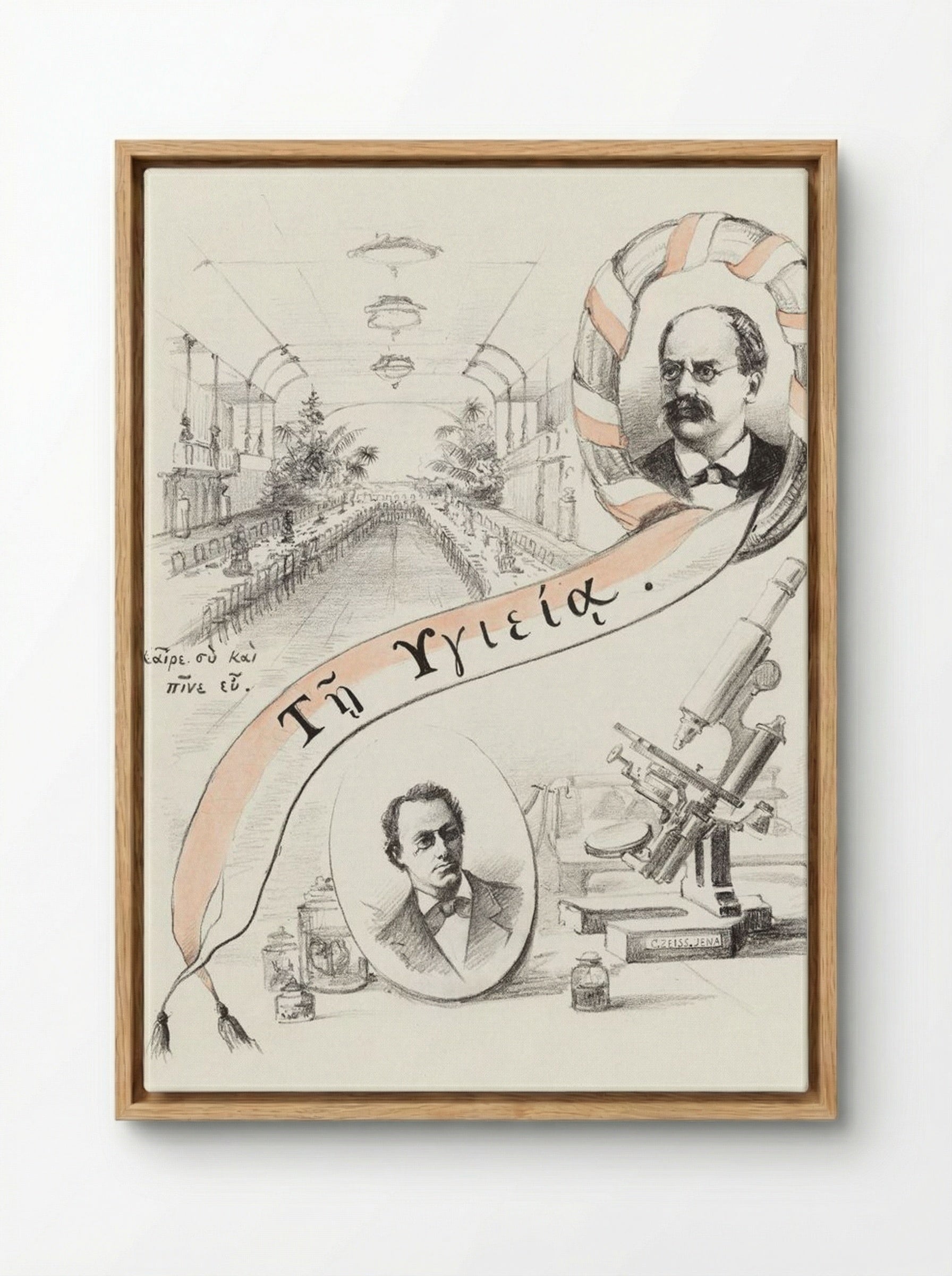 Vier voorstellingen betreffende het natuur- en geneeskundig congres te Leiden - Theo van Hoytema - Framed Canvas Wood