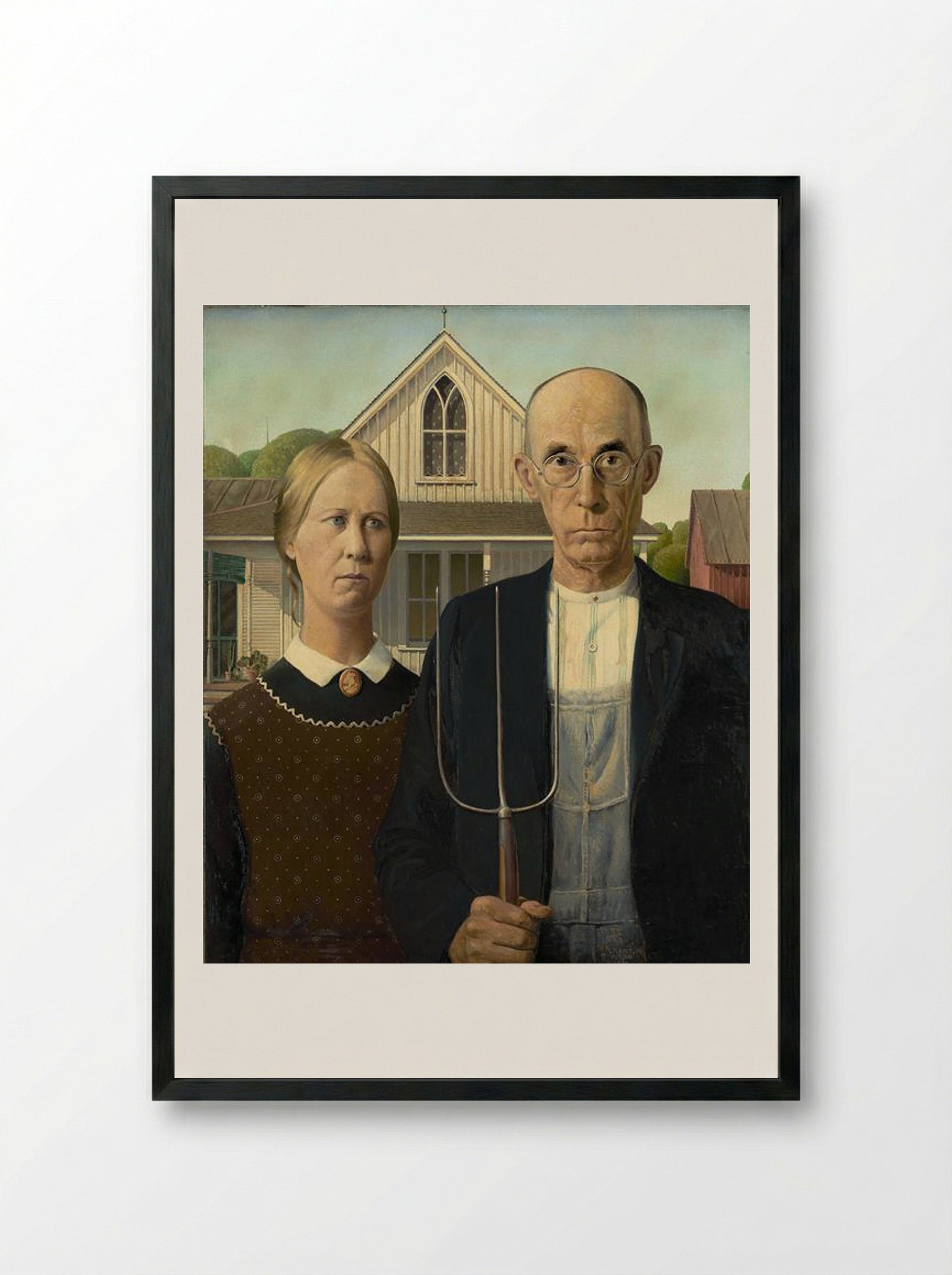 American Gothic - Grant Wood - Framed Print Black