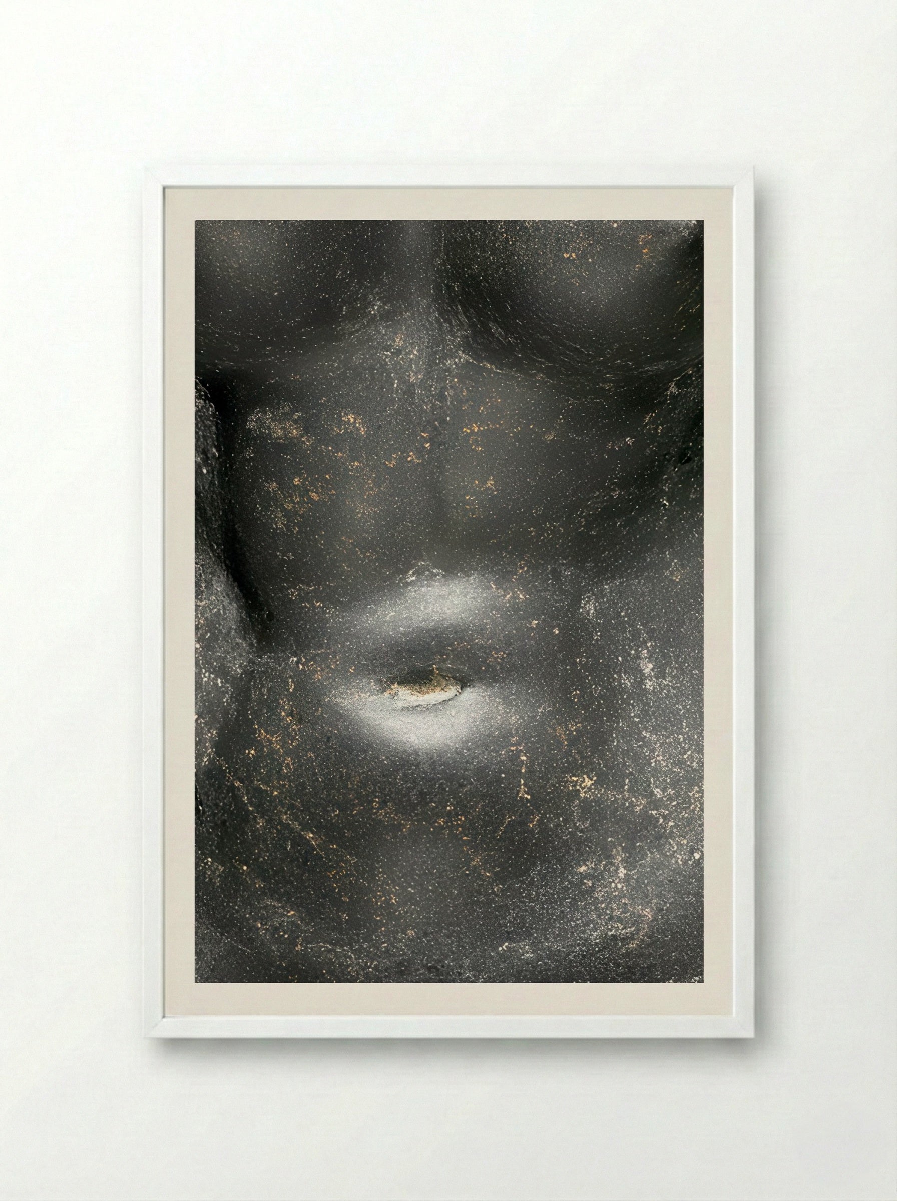 Torso of Aphrodite (Basalt Sculpture) - Fine Art Print - Framed Print White