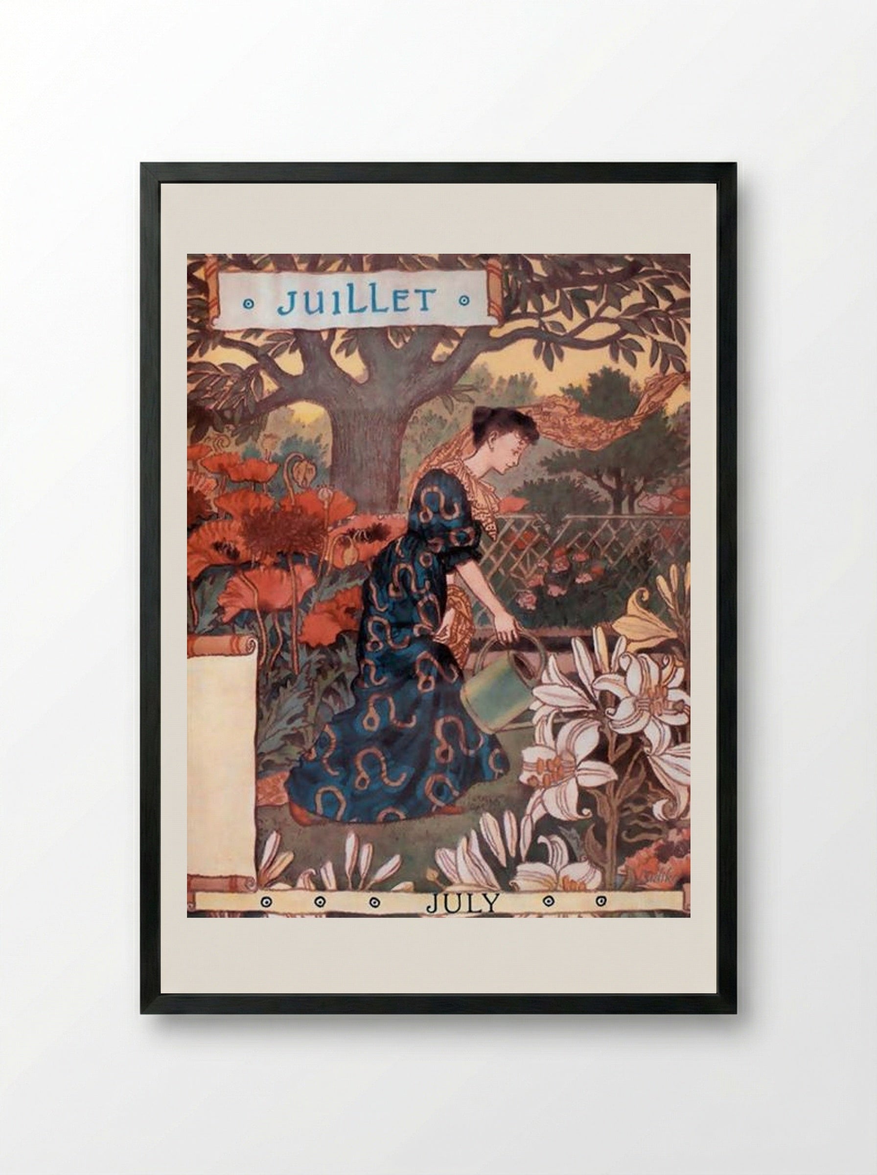 La Belle Jardiniere – July - Eugène Grasset - Framed Print Black