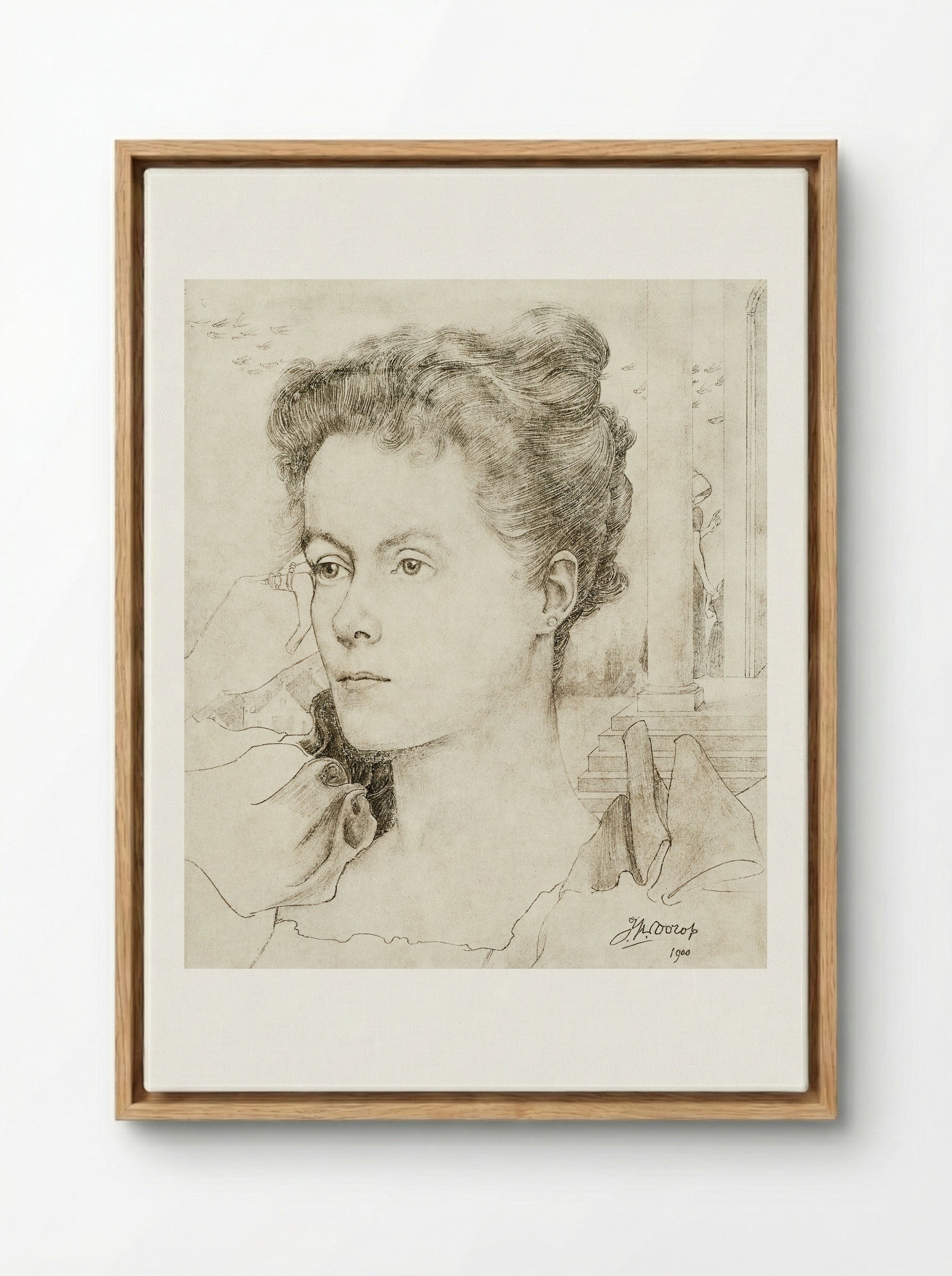 Portrait of Annie Hall or Janet Hall - Jan Toorop - Framed Canvas Wood