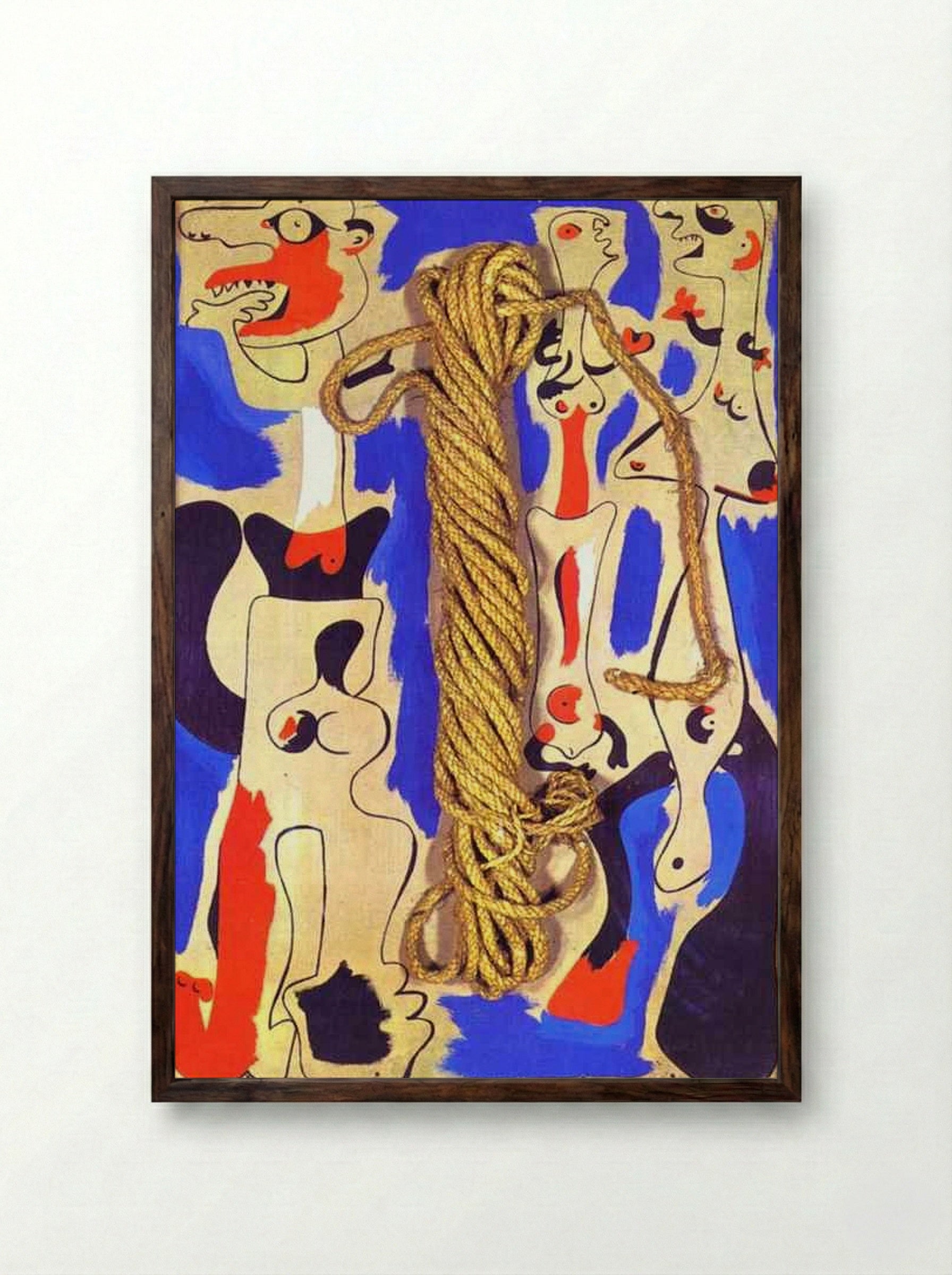 Rope and People I - Joan Miró - Framed Print Dark Wood