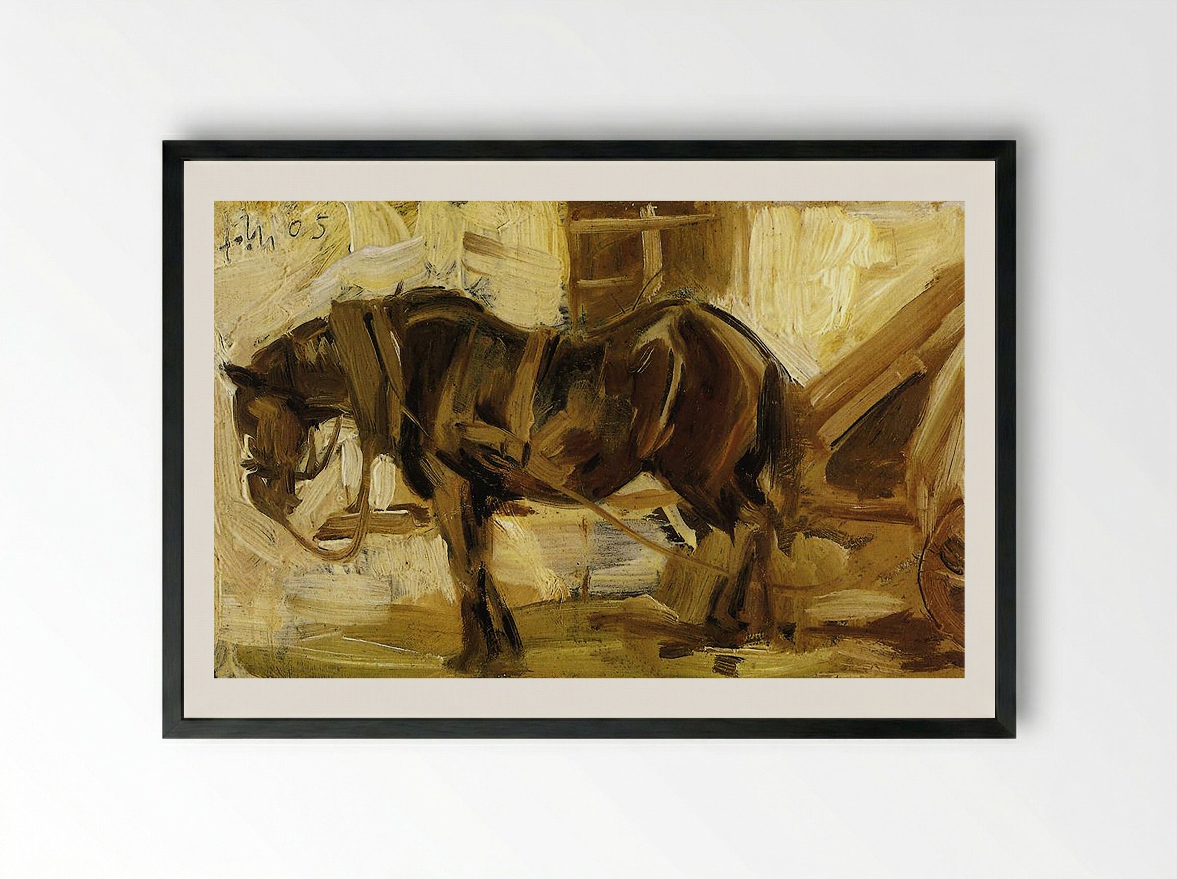 Study of a Horse - Fine Art Print - Framed Print Black
