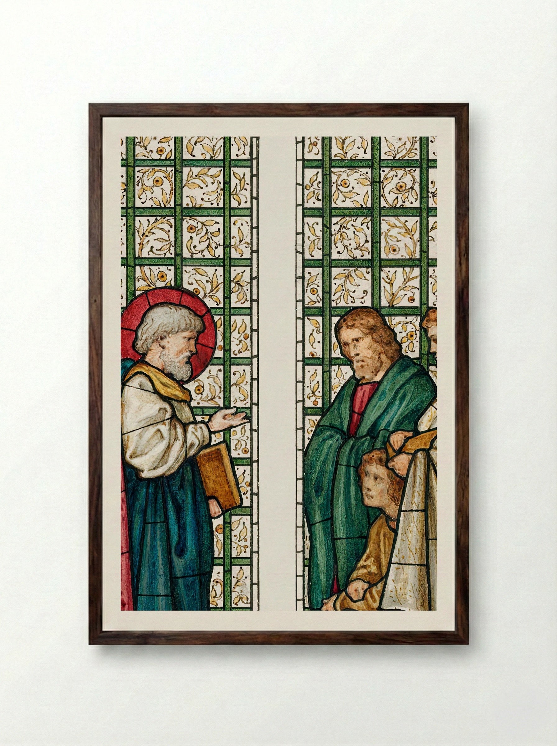 Design for Stained Glass Window, St. Paul's Church, Boston, MA - Edward Burne-Jones - Framed Print Dark Wood