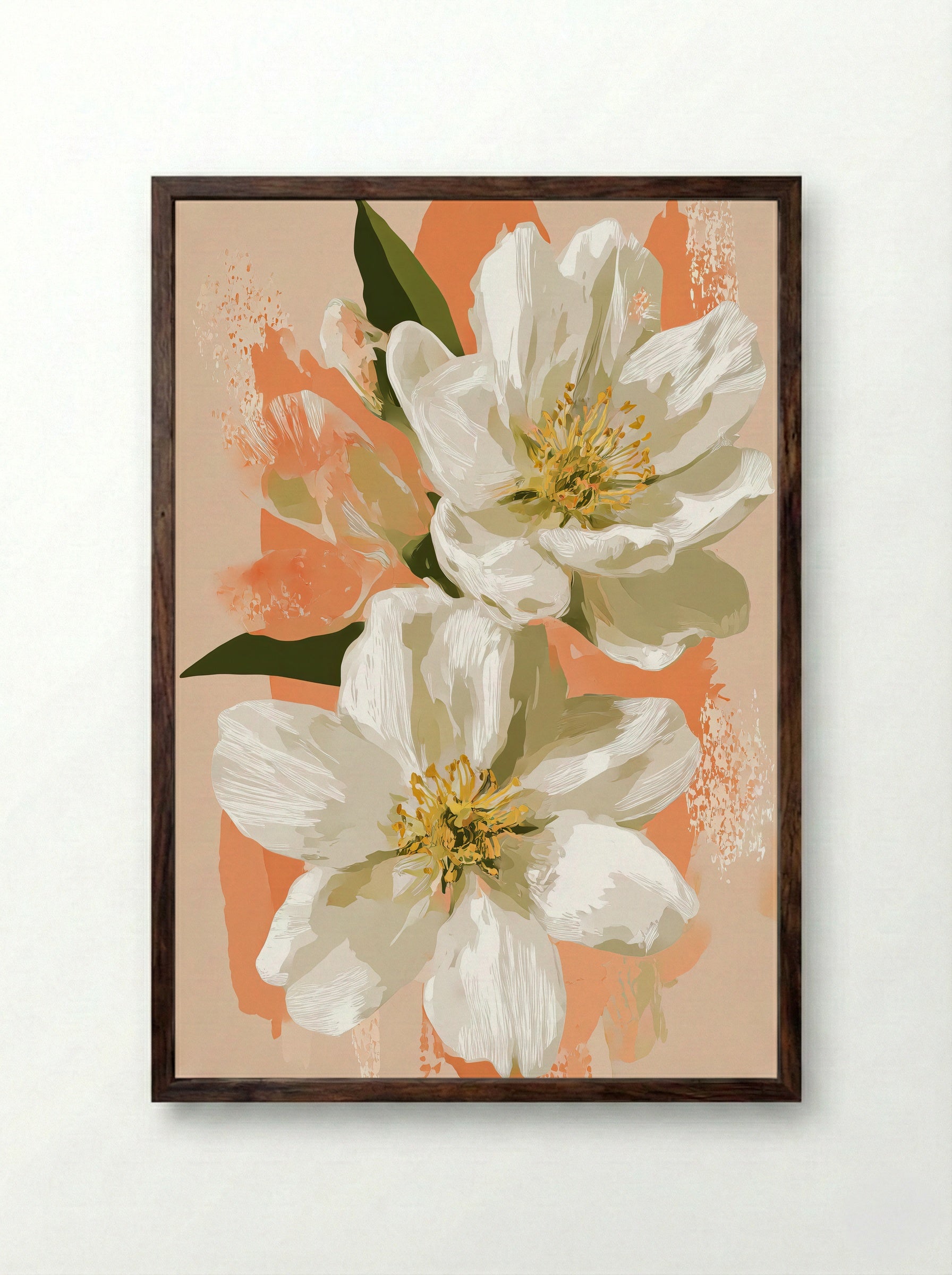 Blossom And Honeybee Harmony - Framed Print Dark Wood