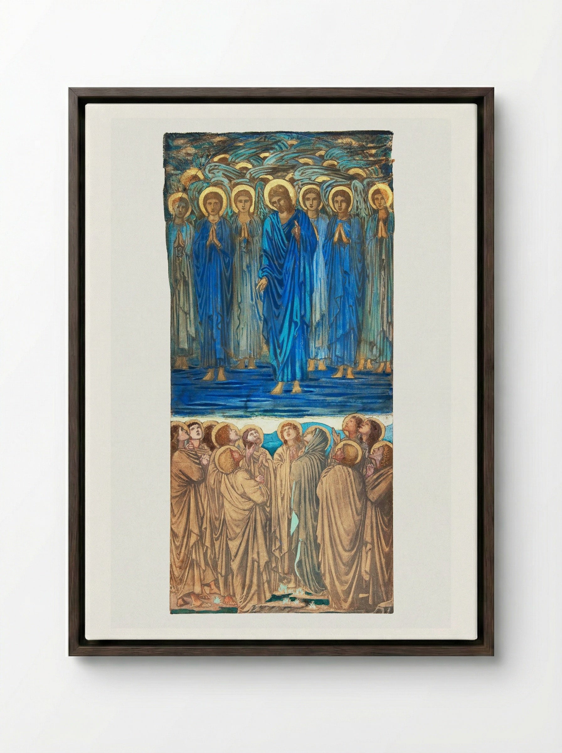 Study for 'The Ascension of Christ' Stained-Glass Window - Edward Burne-Jones - Framed Canvas Dark Wood