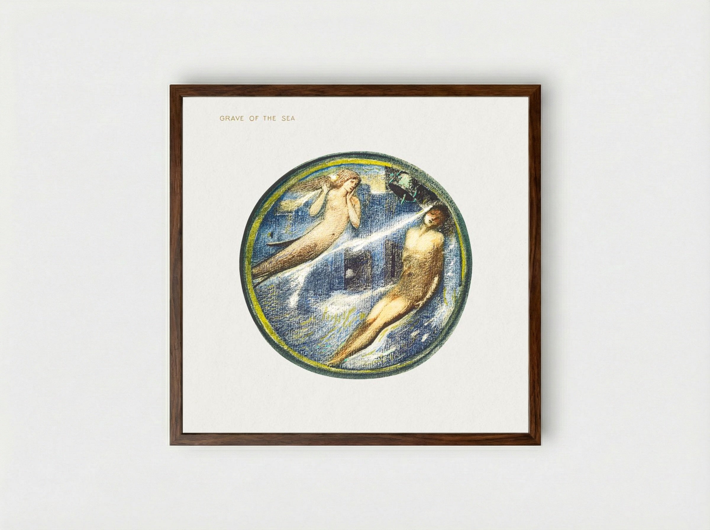 Grave of the Sea, from The Flower Book - Edward Burne-Jones - Framed Print Dark Wood