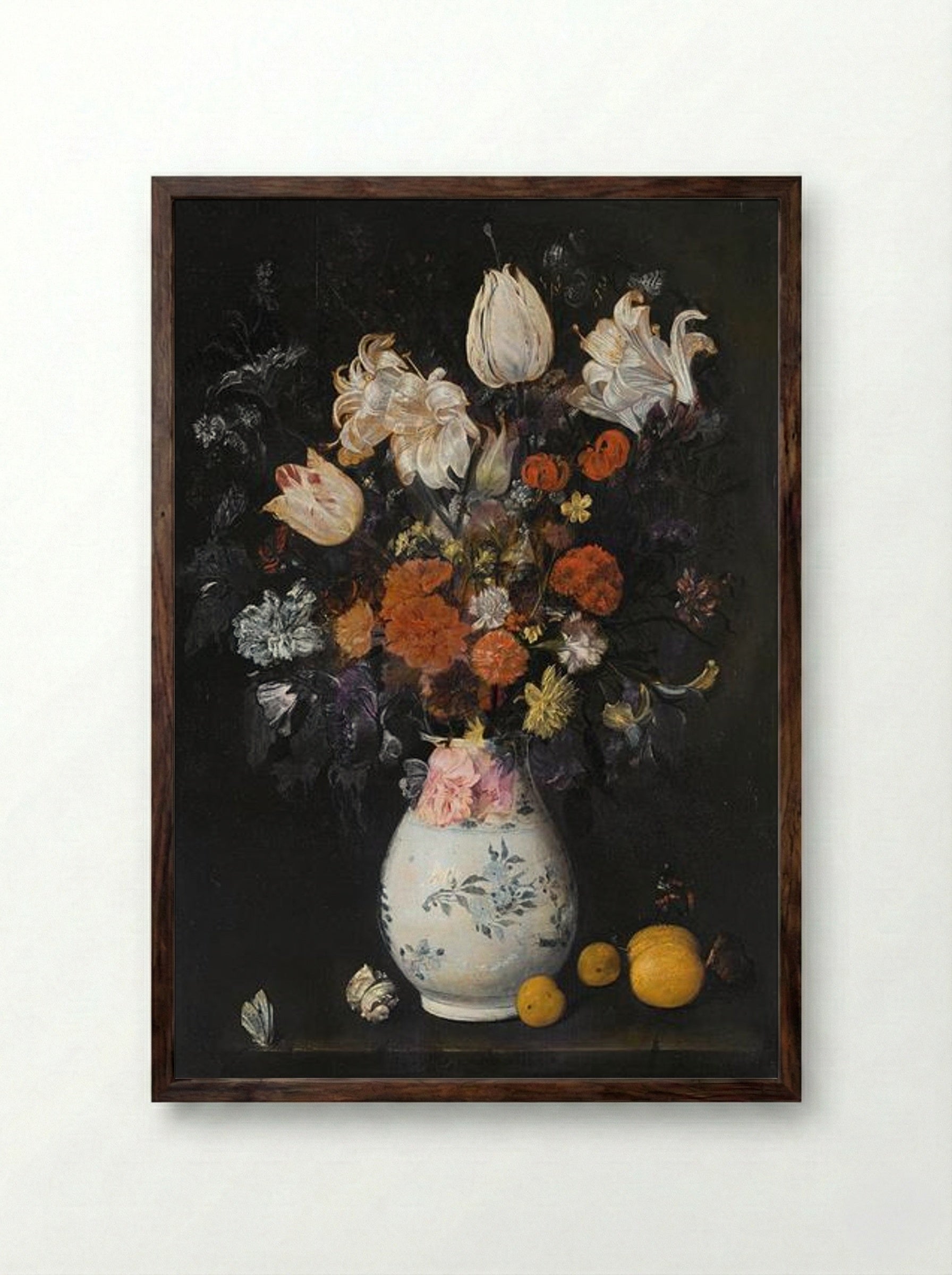 Flowers in a Vase - Judith Leyster - Framed Print Dark Wood