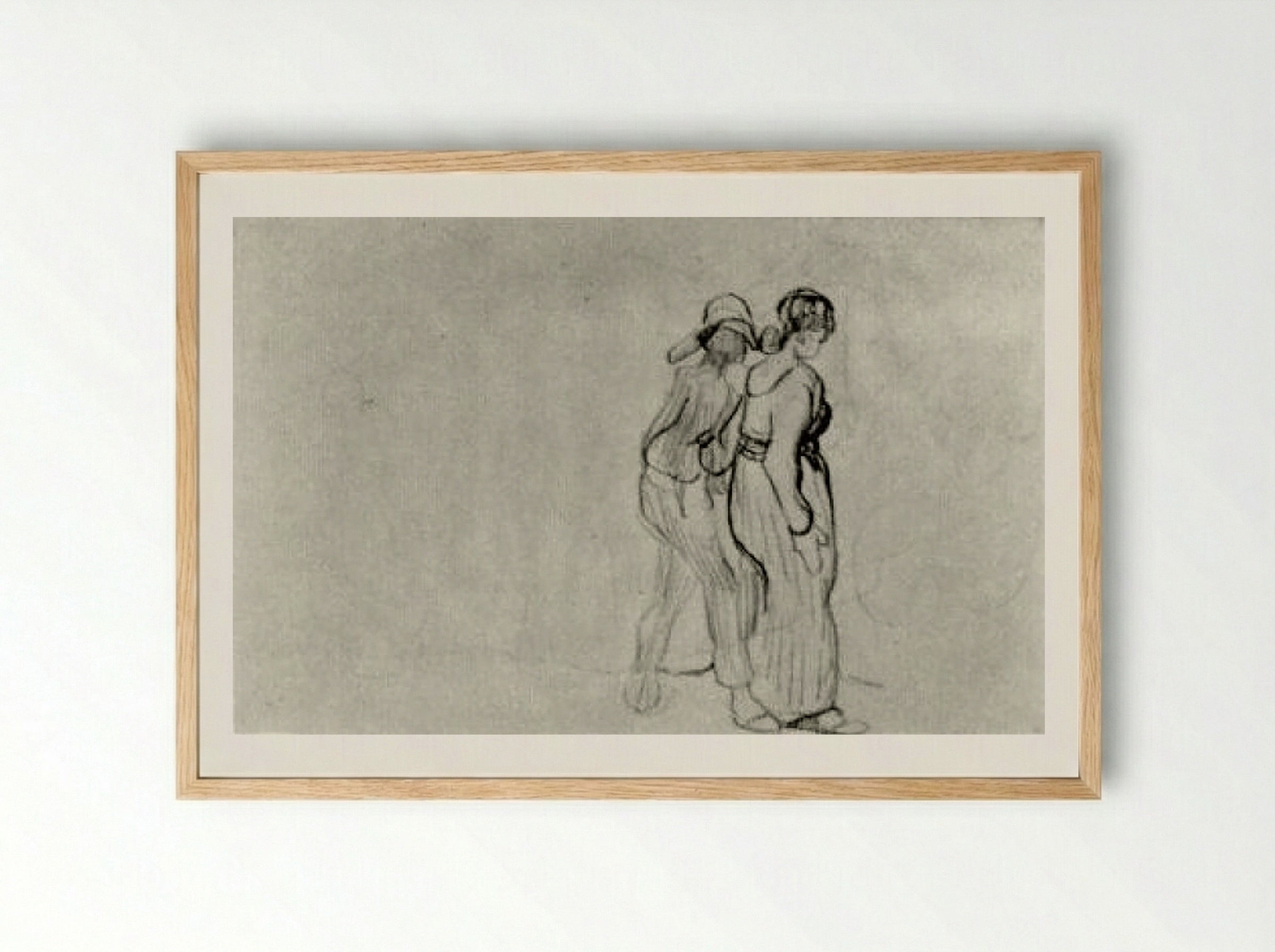 Couple Walking (Sketch) - Edgar Degas - Framed Print Wood