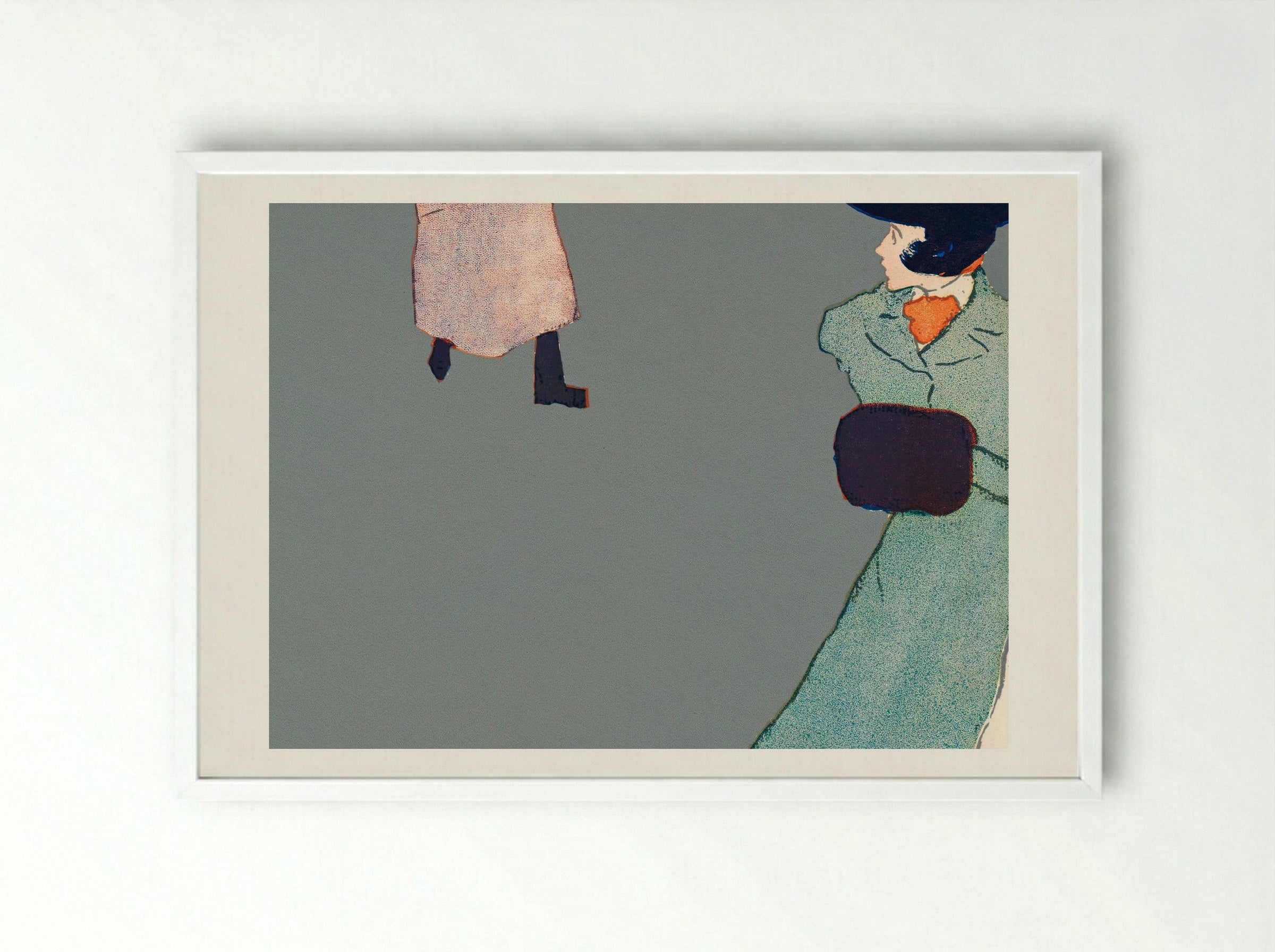 Man and Woman on Street - Edward Penfield - Framed Print White