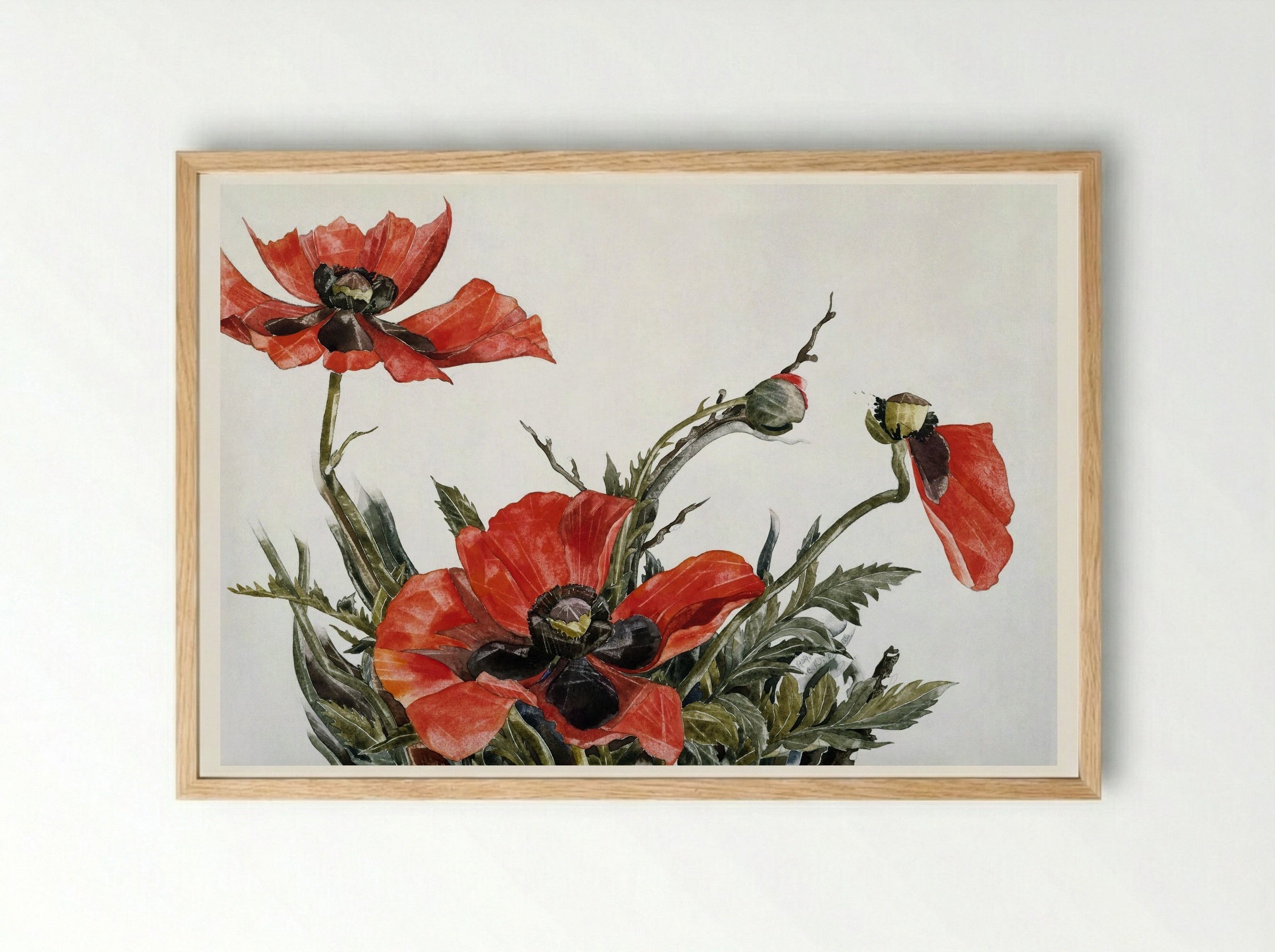 Red Poppies - Charles Demuth - Framed Print Wood