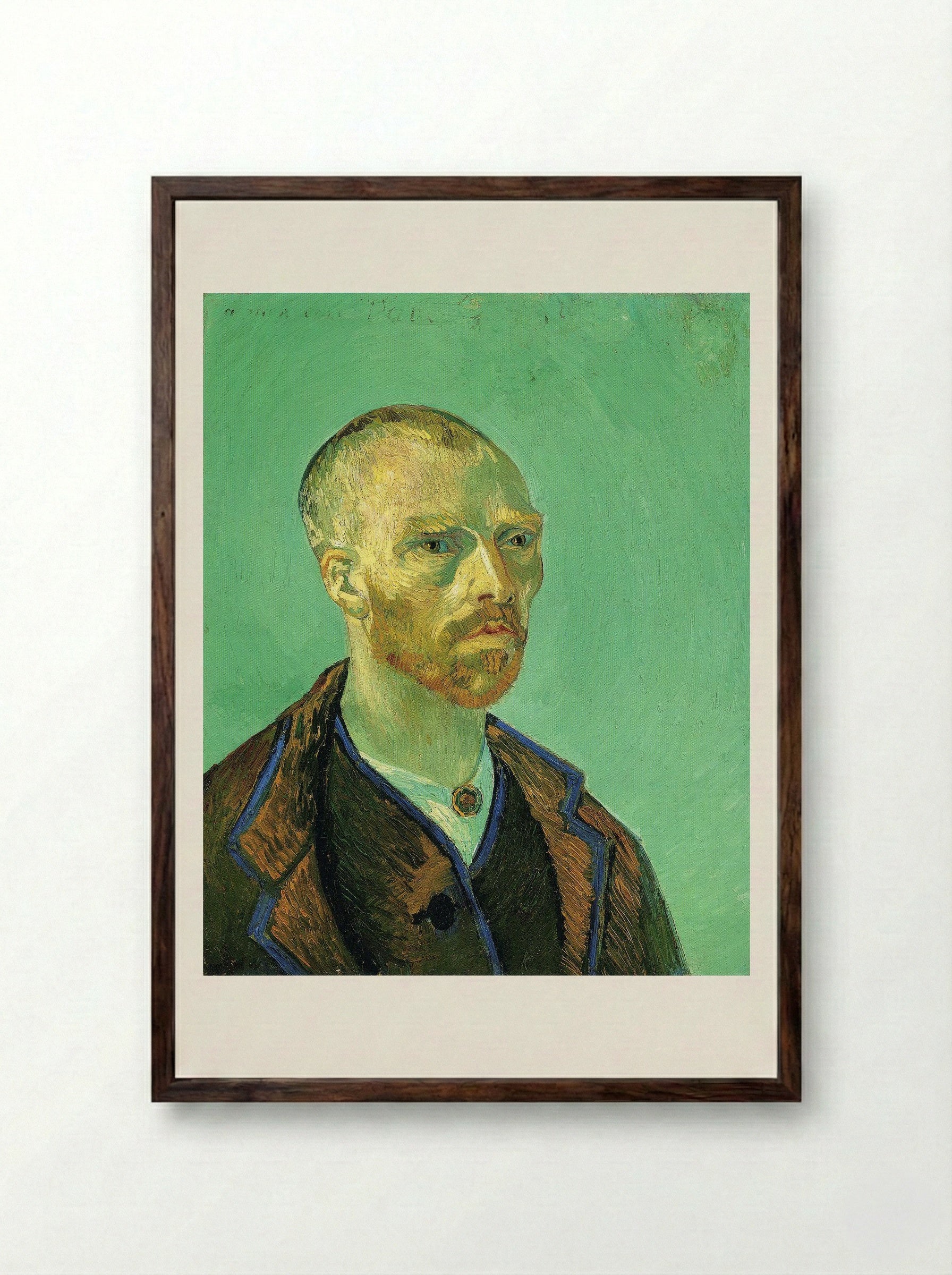 Self-Portrait Dedicated to Paul Gauguin - Vincent van Gogh - Framed Print Dark Wood