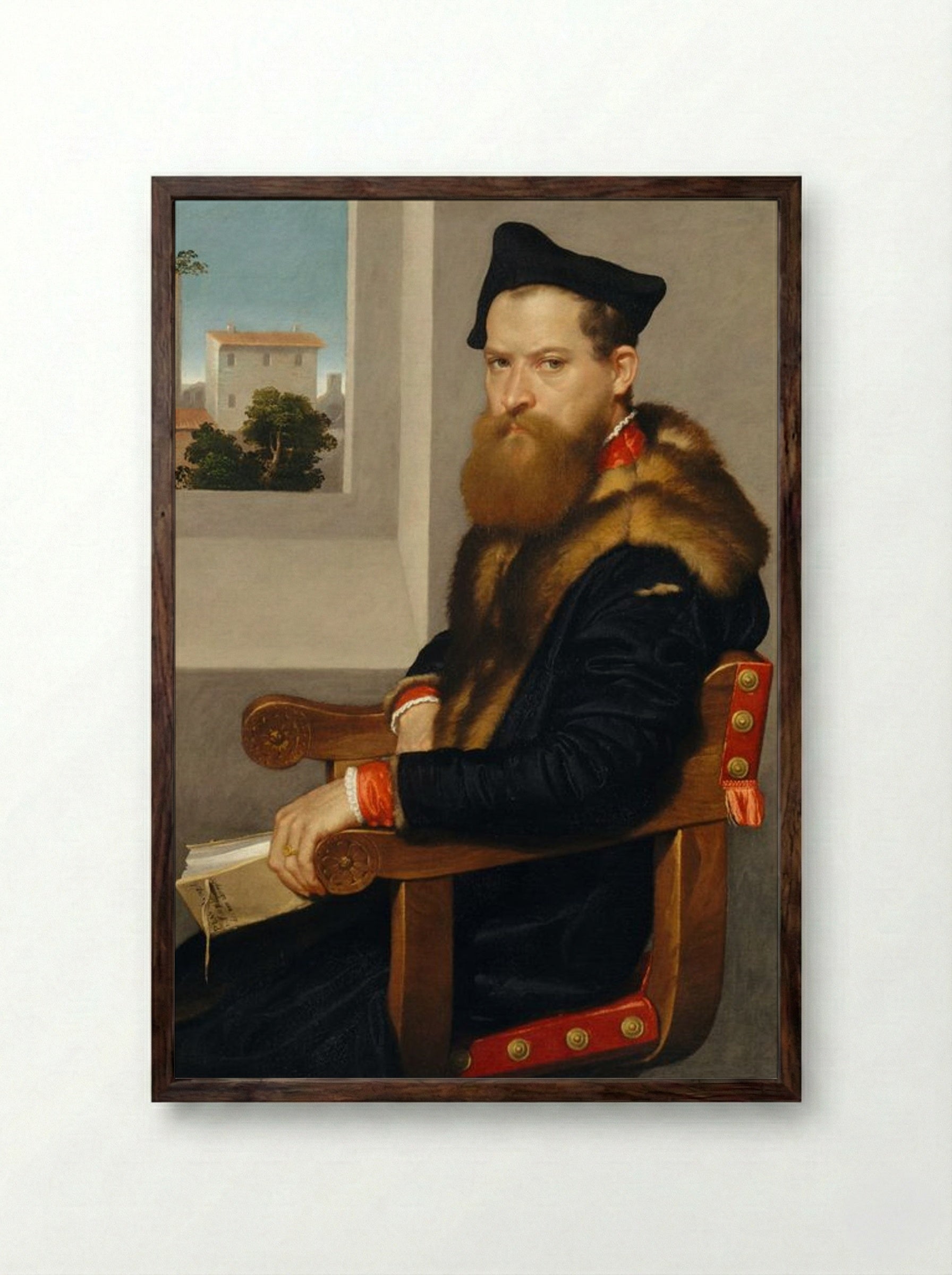 Portrait of Bartolomeo Bonghi - Giovanni Battista Moroni - Framed Print Dark Wood