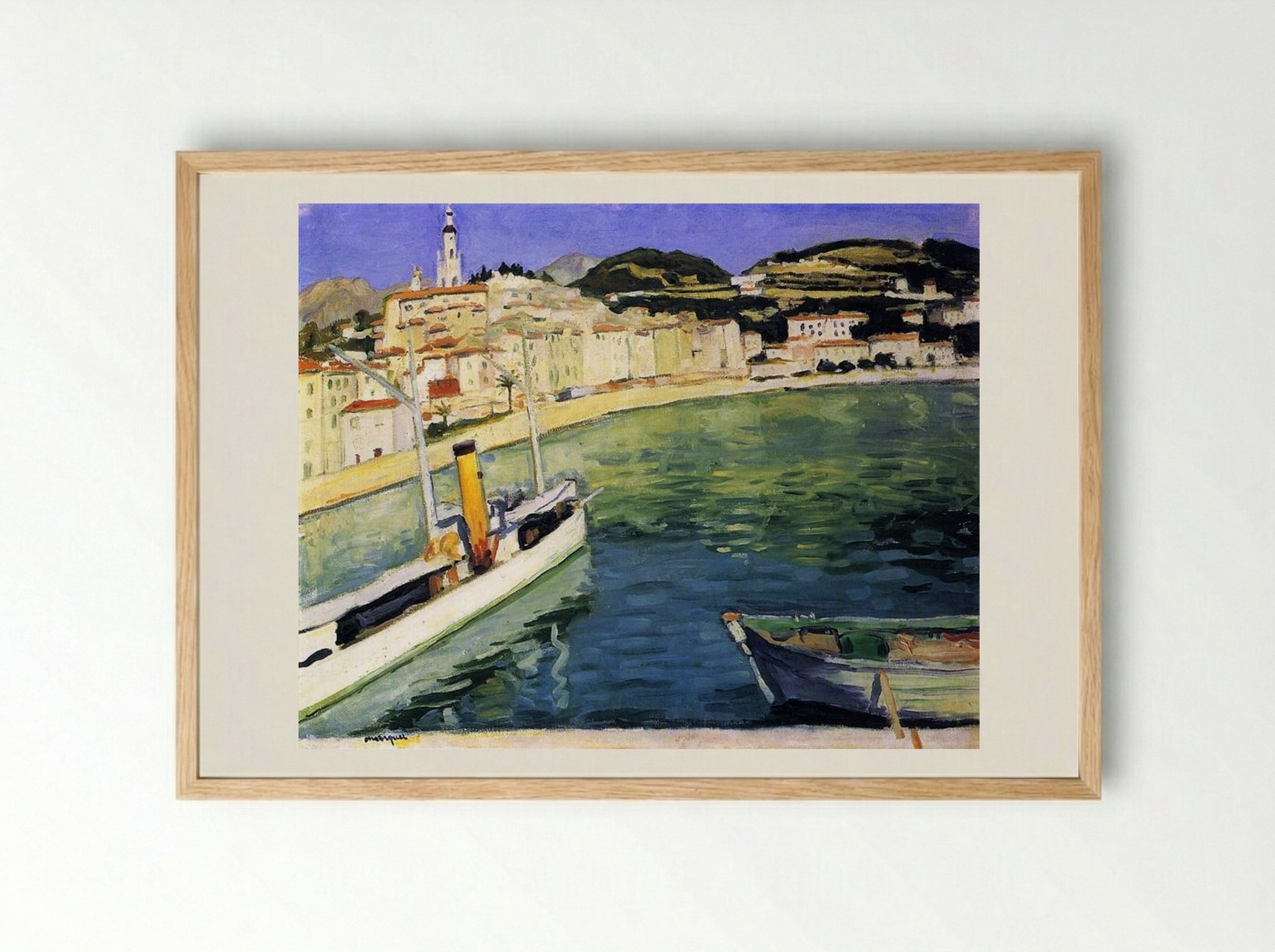 Harbour of Menton - Albert Marquet - Framed Print Wood