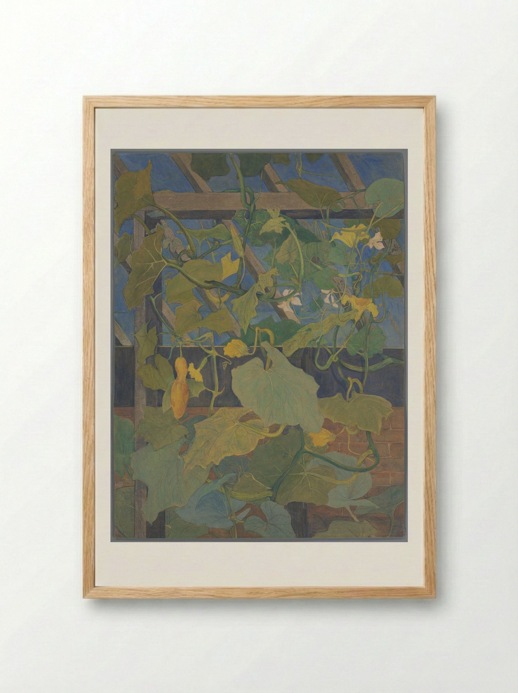 Greenhouse with Ornamental Gourds - Theo van Hoytema - Framed Print Wood