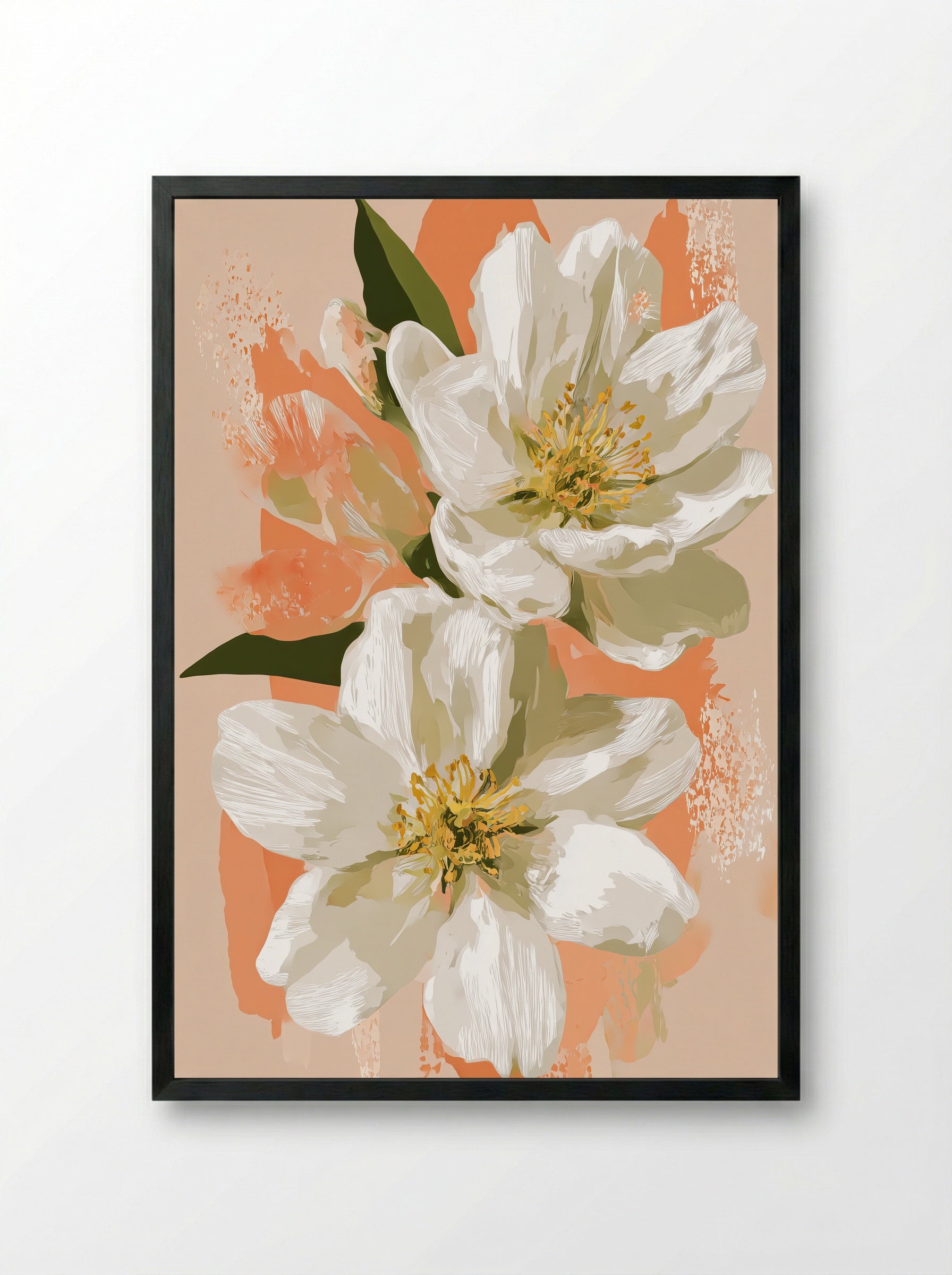 Blossom And Honeybee Harmony - Framed Print Black