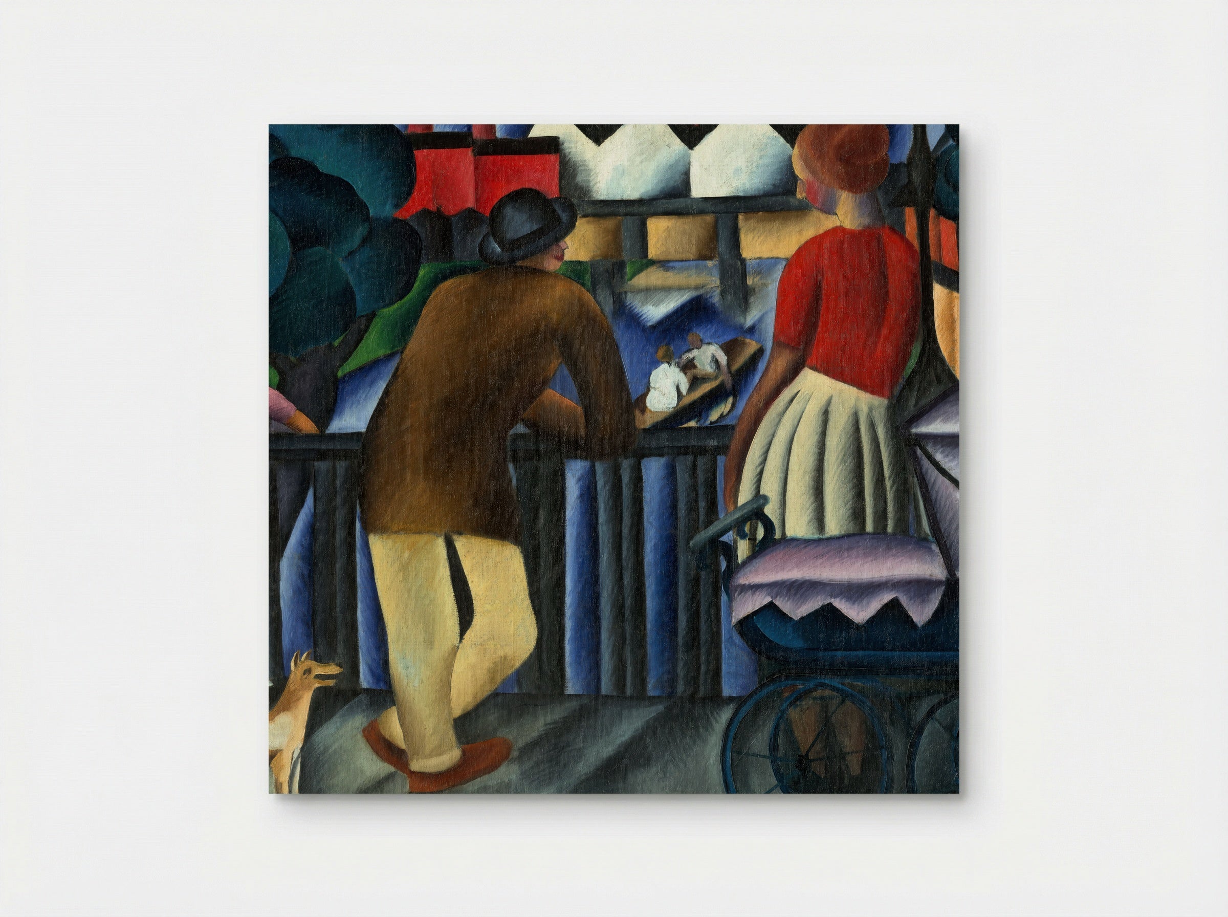 Urban Scene with Figures and Pram - Gejza Schiller - Poster