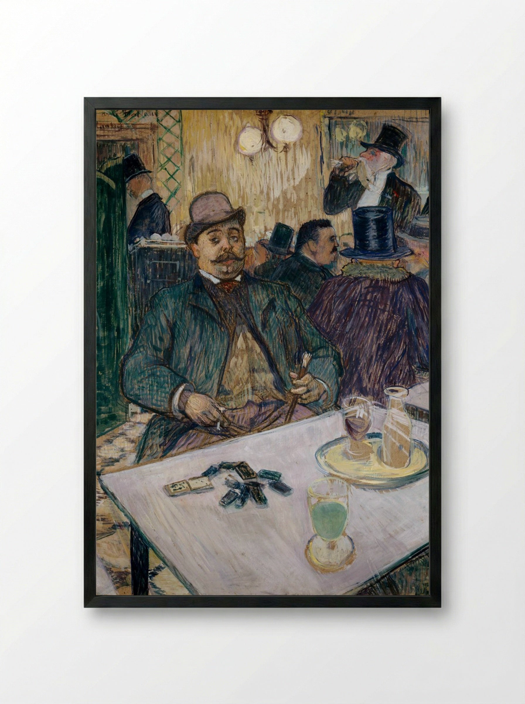 Monsieur Boileau at the Café - Henri de Toulouse-Lautrec - Framed Print Black