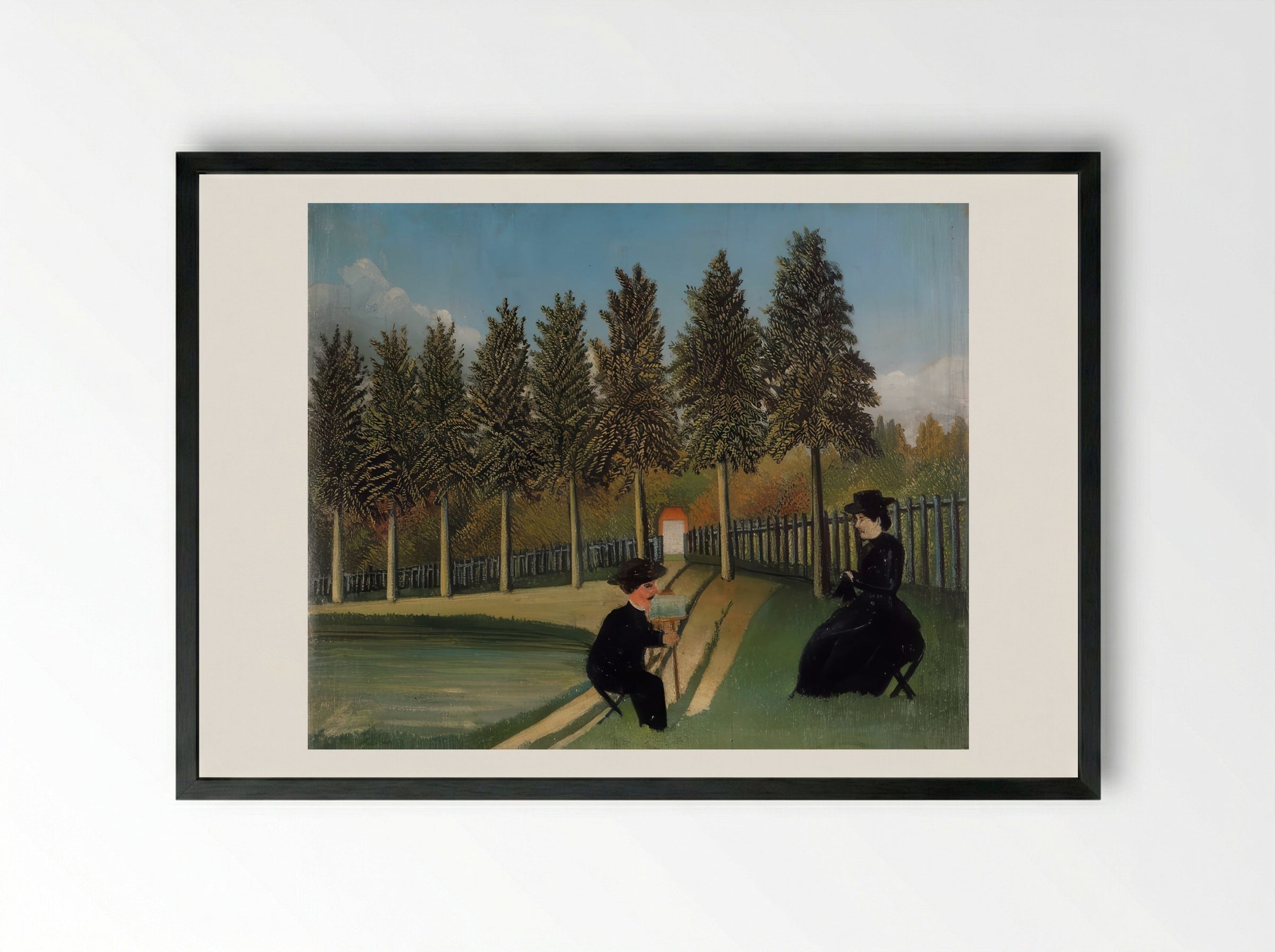 The Artist Painting His Wife by Henri Rousseau – Naïve Art Figurative Interior Print - Framed Print Black