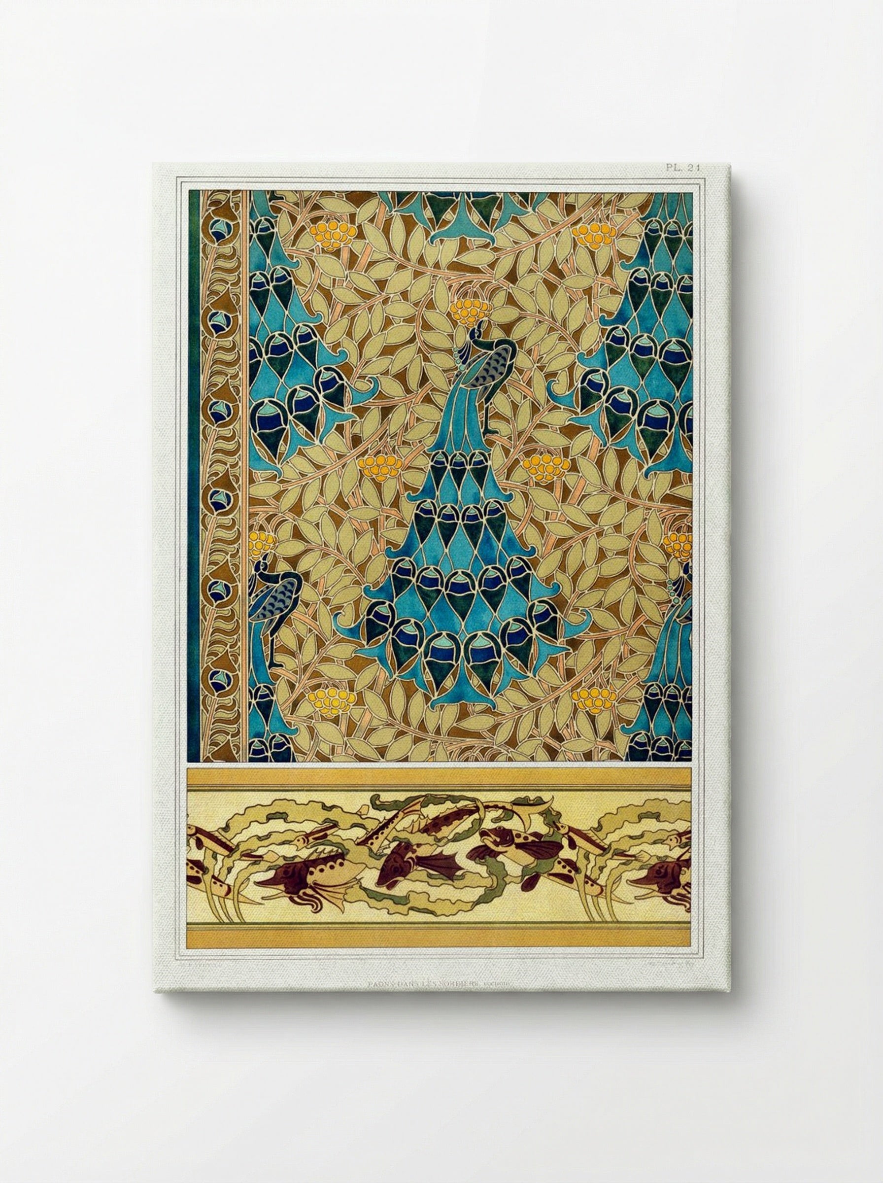 Paons dans les Sorbiers, Poissons et Algues - Maurice Pillard Verneuil - Canvas