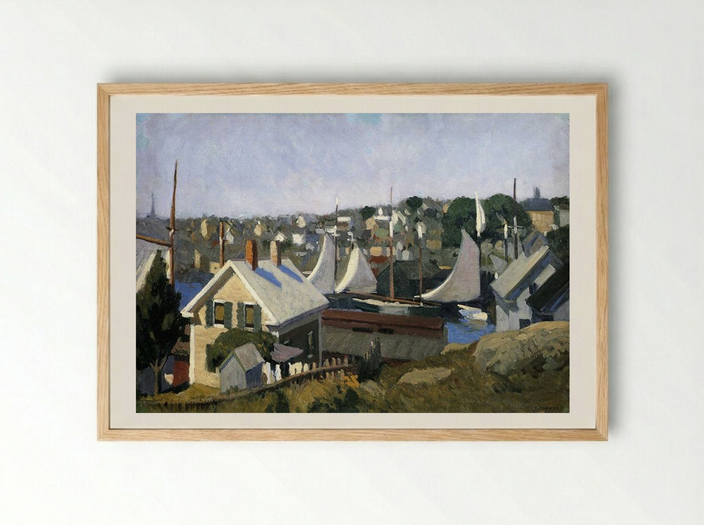 Gloucester Harbor - Edward Hopper - Framed Print Wood