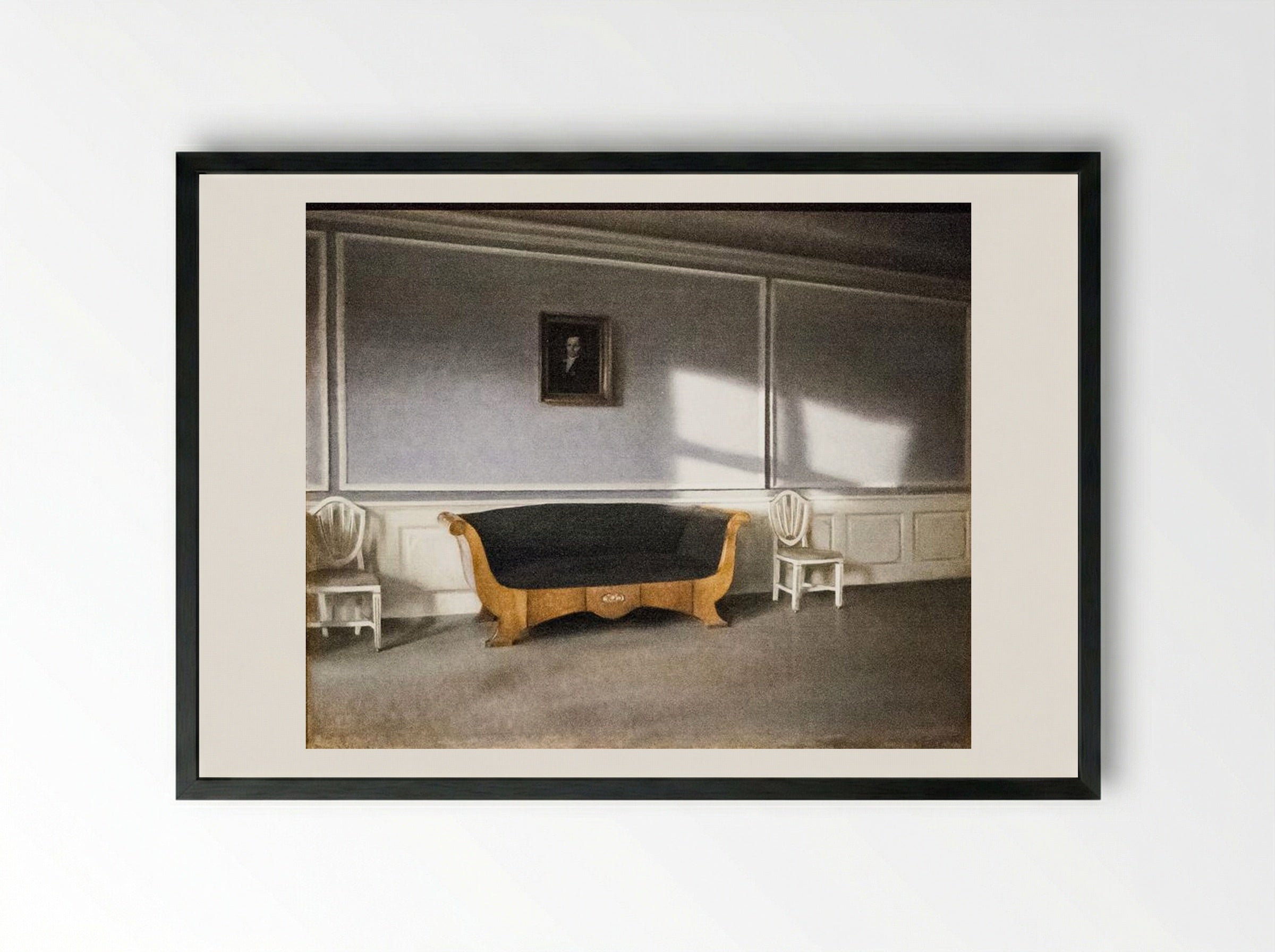 Sunshine in the Drawing Room III - Vilhelm Hammershøi - Framed Print Black