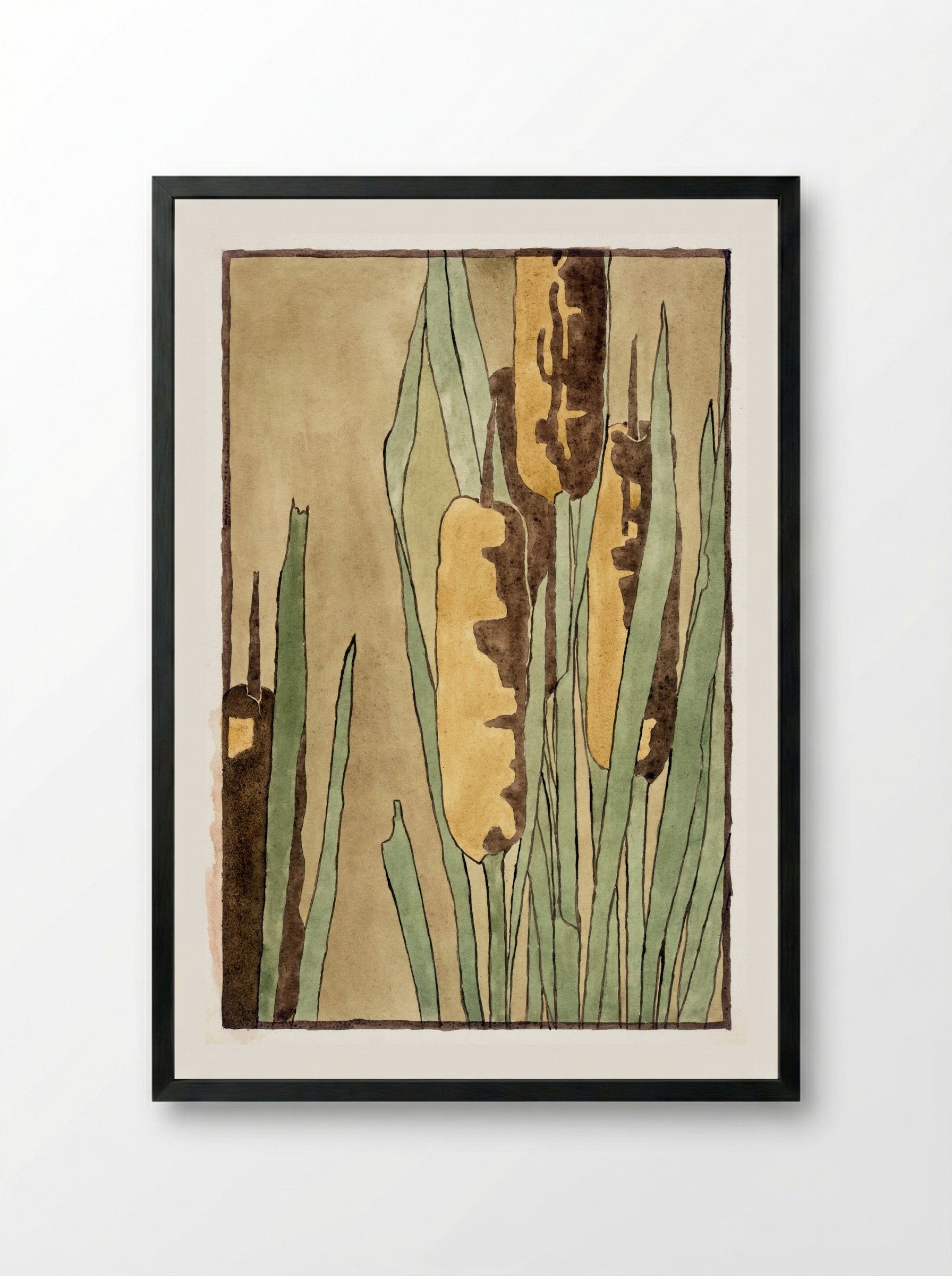 Cattail - Hannah Borger Overbeck - Framed Print Black