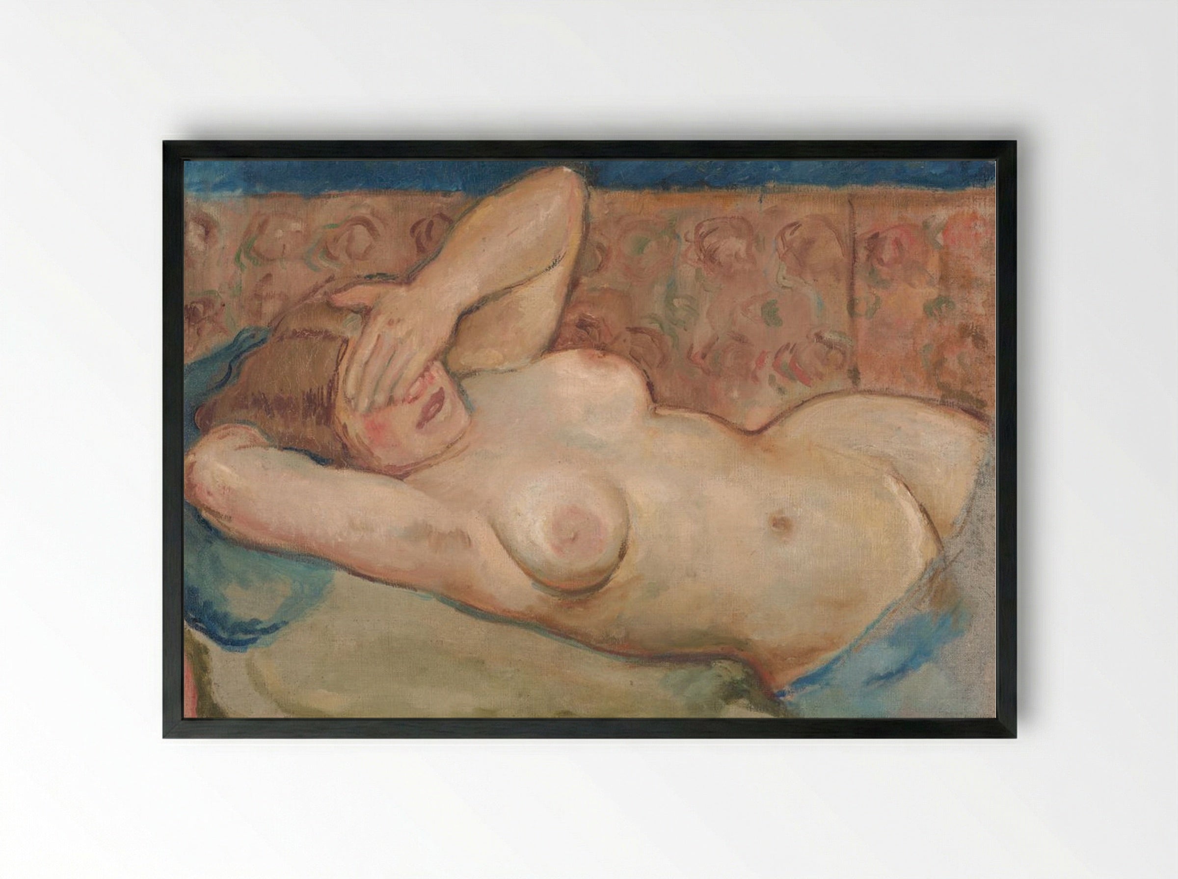 Reclining Nude ('Shy') - Cyprián Majerník - Framed Print Black
