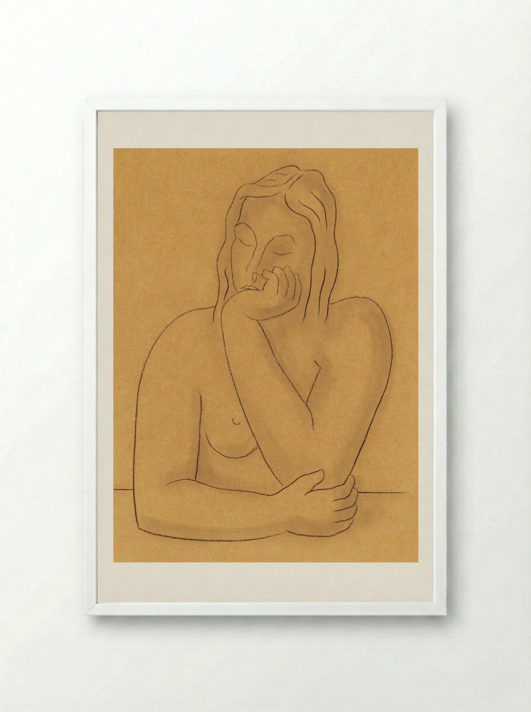 Seated Woman - Mikuláš Galanda - Framed Print White